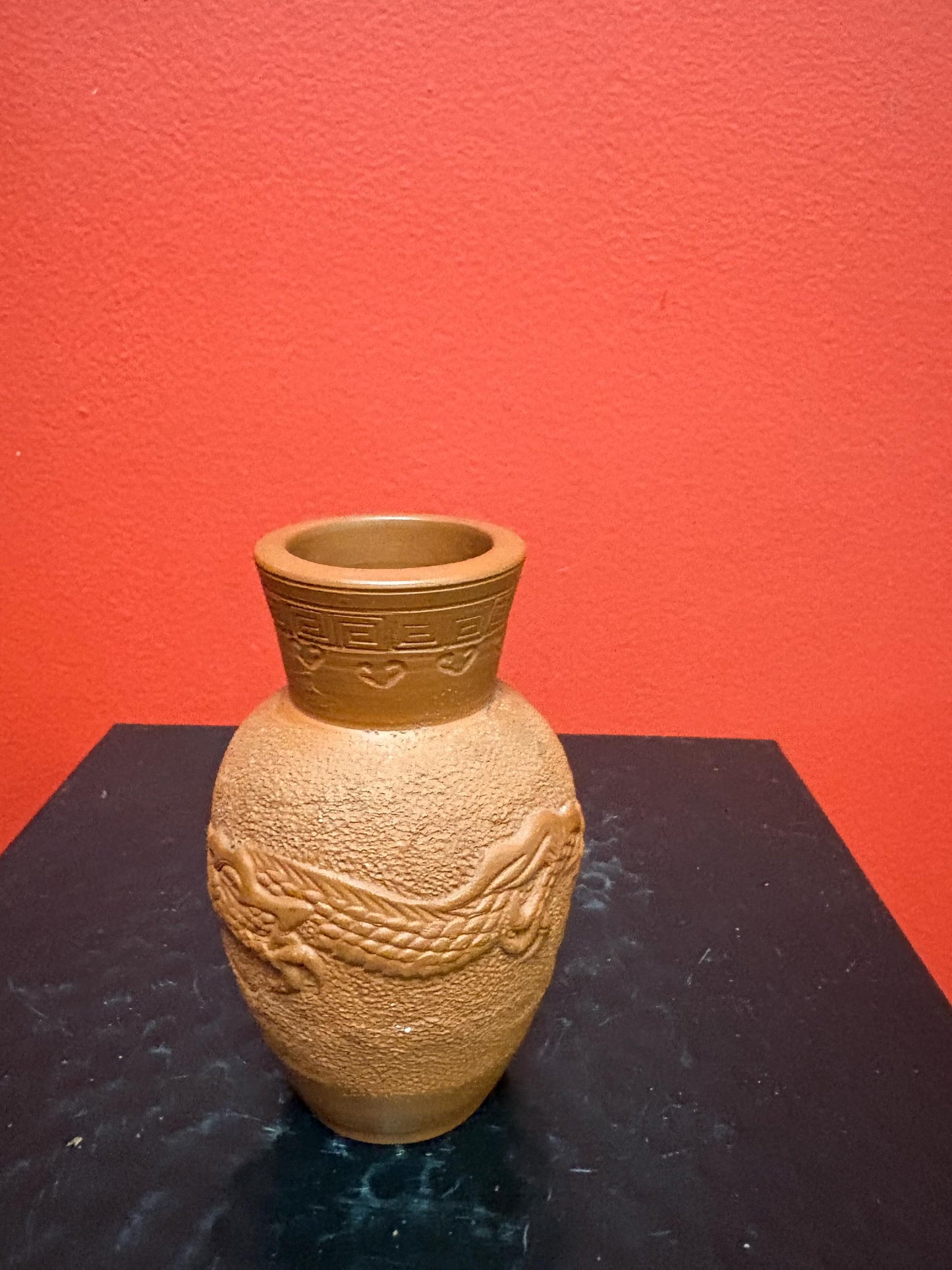 Beautiful old Chinese terra-cotta vase  3.5 inches tall - perfect condition