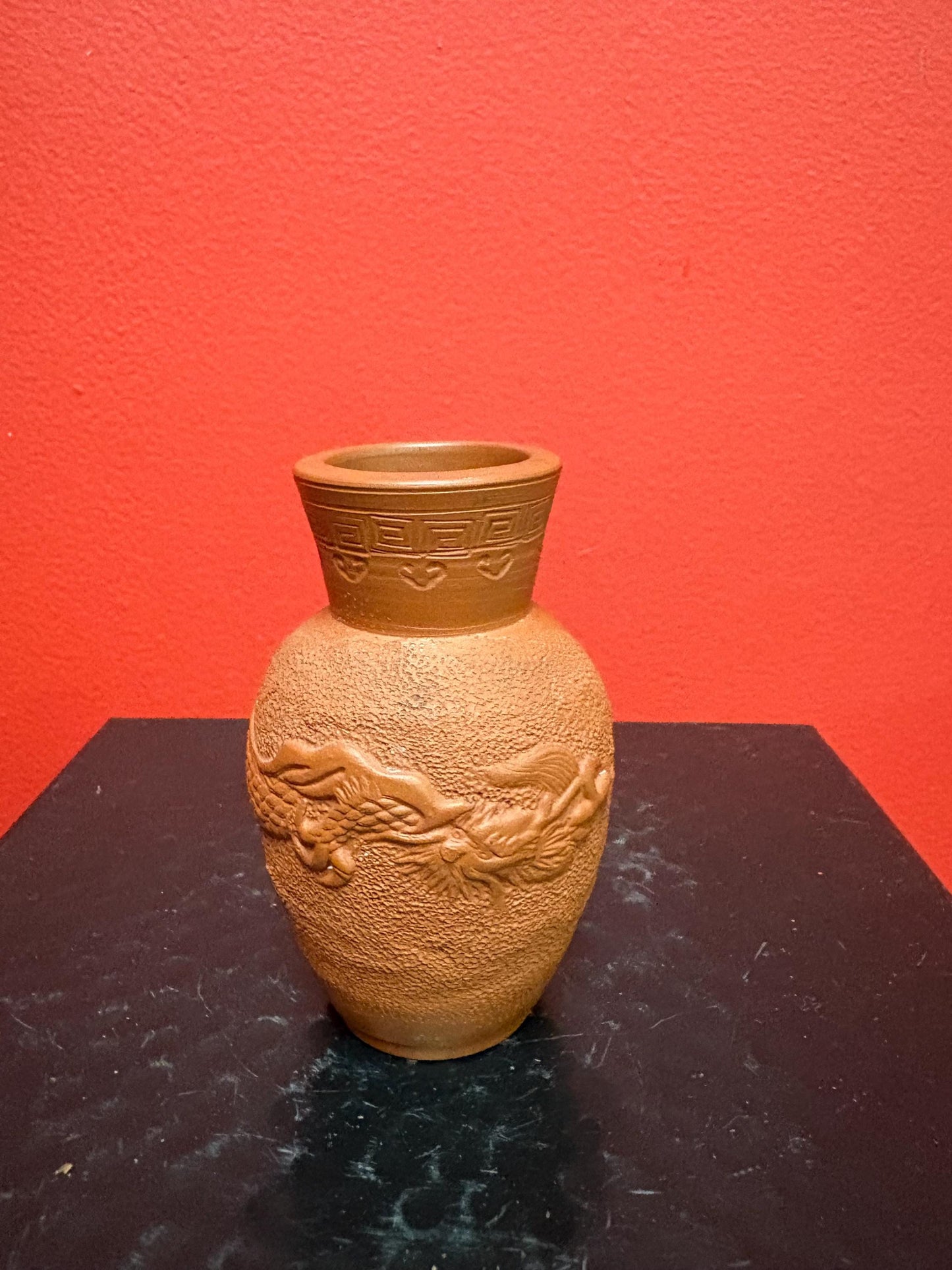 Beautiful old Chinese terra-cotta vase  3.5 inches tall - perfect condition