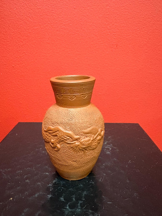 Beautiful old Chinese terra-cotta vase  3.5 inches tall - perfect condition