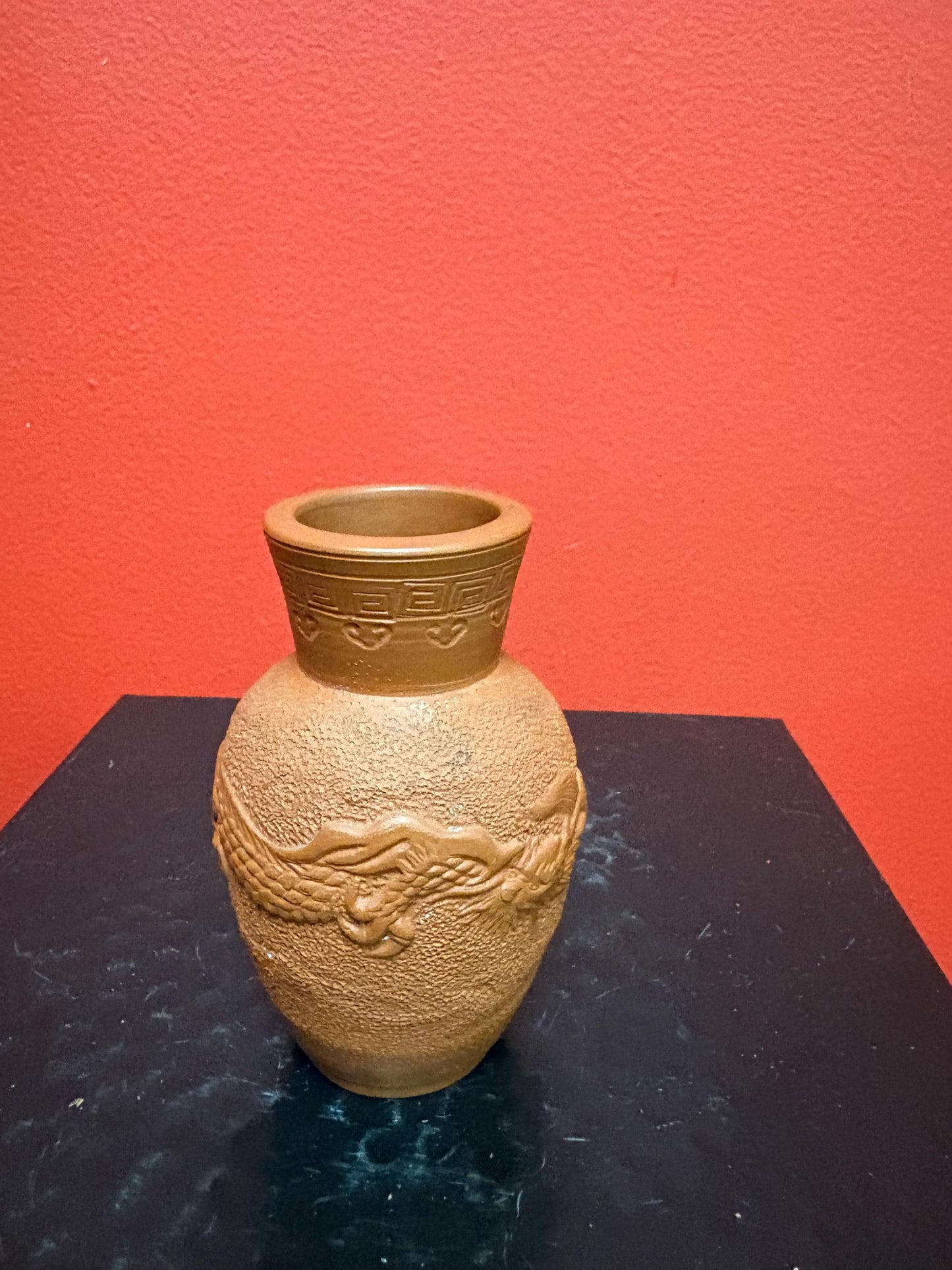 Beautiful old Chinese terra-cotta vase  3.5 inches tall - perfect condition