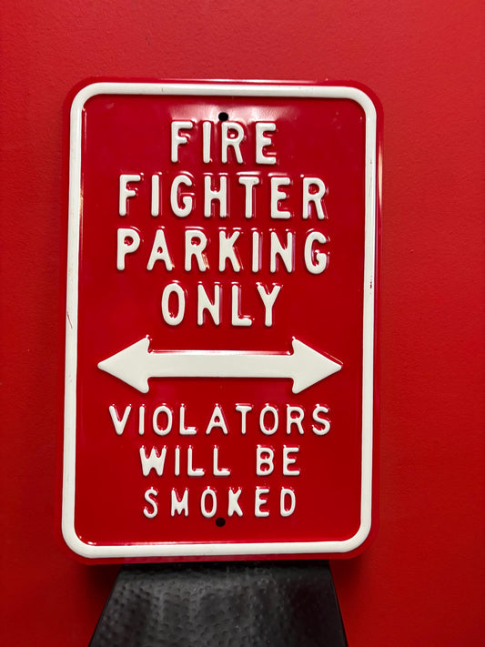 Fabulous vintage style 17 x 12 metal firefighter sign  great gift and heavy quality