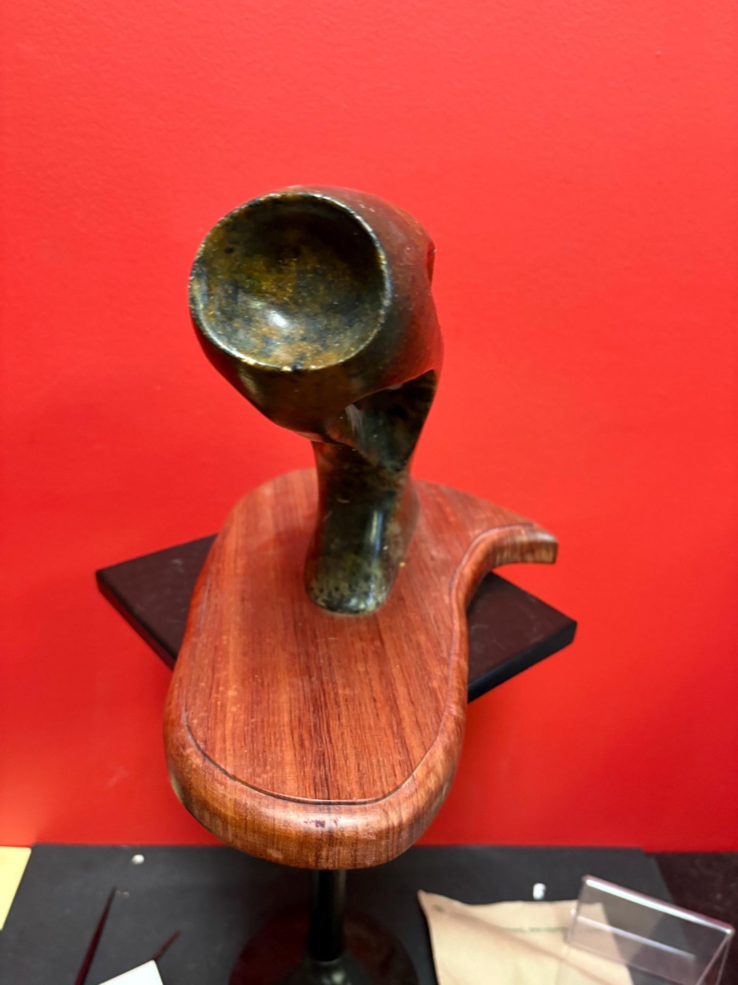 Stunning signed Inuit soapstone stone yonic statue   12 x 9 high and truly a wonderful piece of art