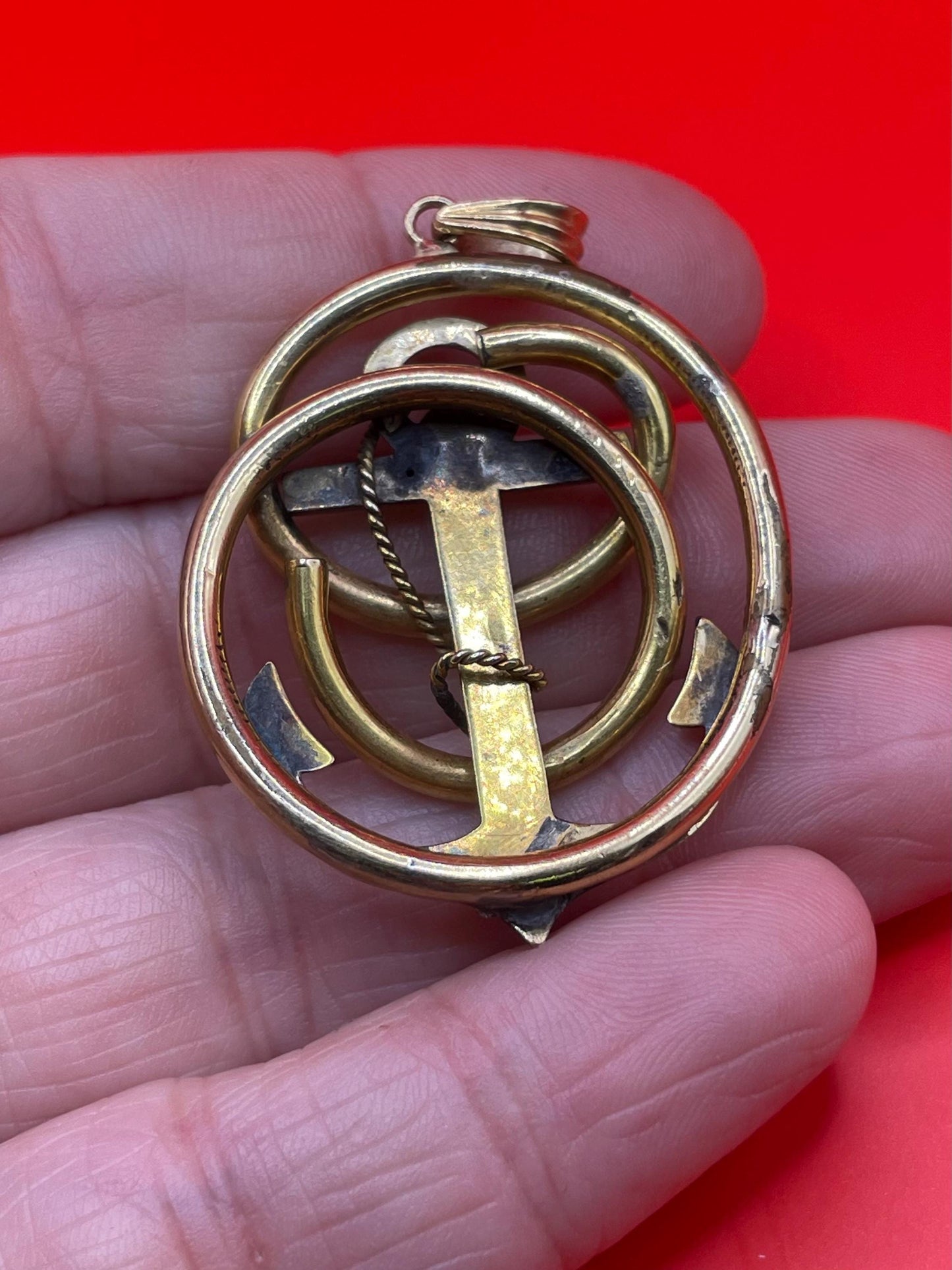 Stunning antique 14k Gold Enamel Pendant - B