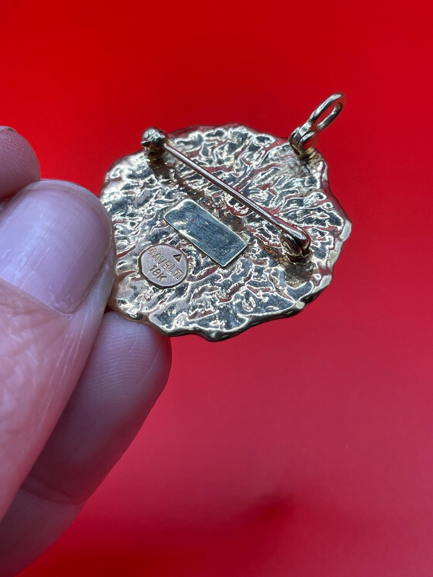 Absolutely Stunning 18k Cavelti Sun Pendant Brooch - B