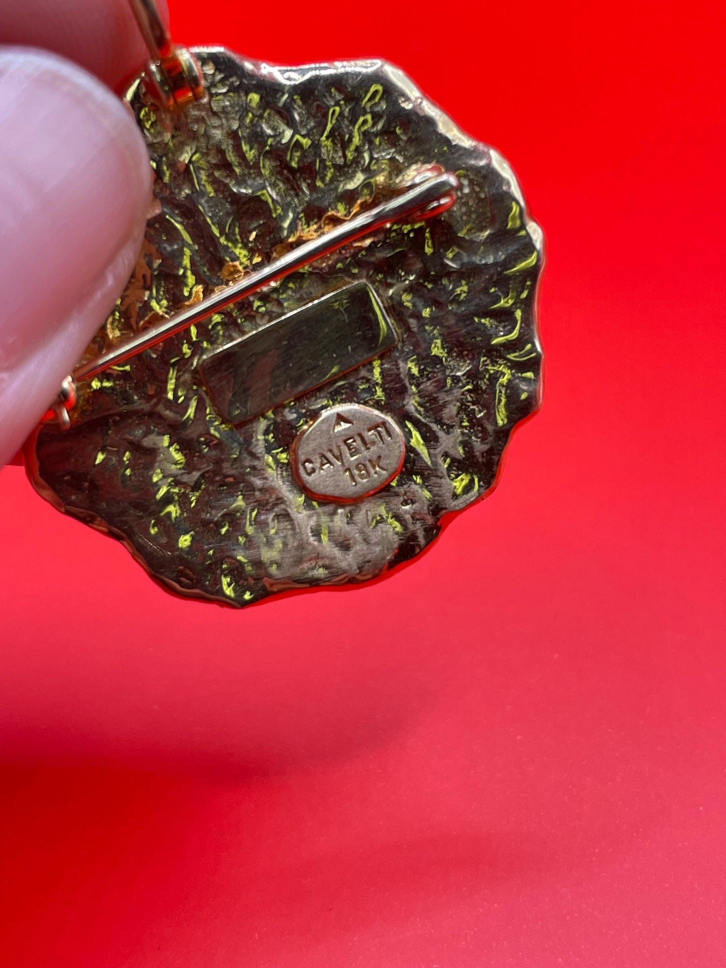 Absolutely Stunning 18k Cavelti Sun Pendant Brooch - B