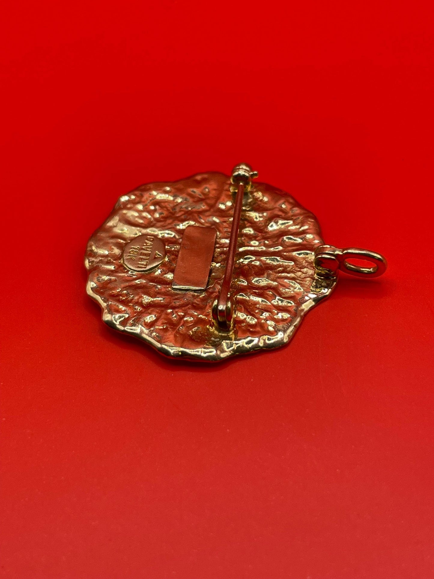 Absolutely Stunning 18k Cavelti Sun Pendant Brooch - B