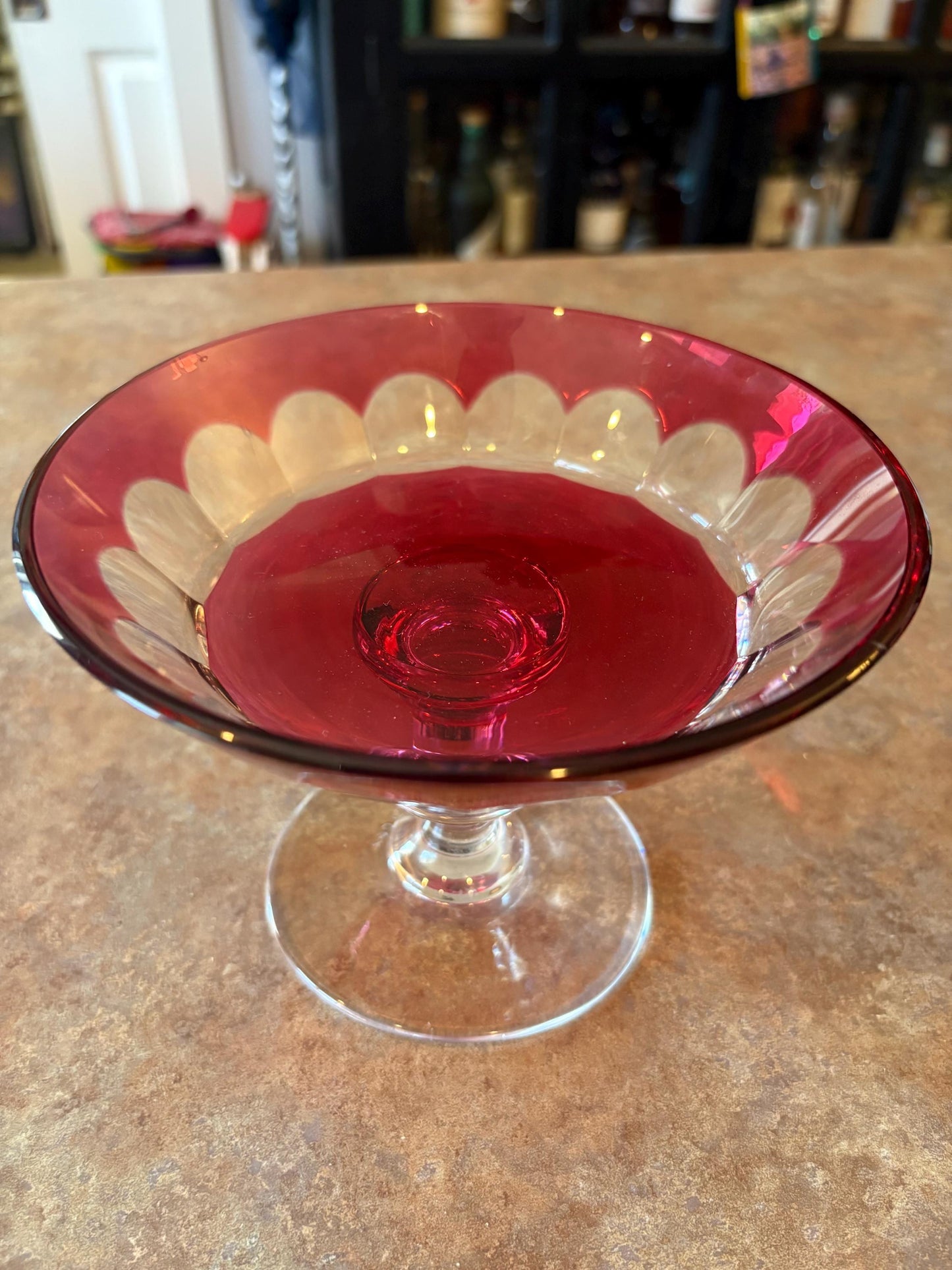 Stunning vintage  6 x 5 high  VAL ST. LAMBERT Cut clear crystal compote signed. amazing condition  signed by artist