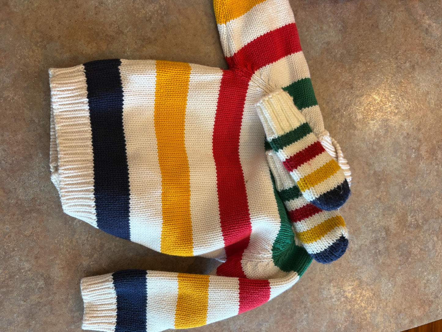 Beautiful HBC Hudson Bay Company like brand new 12 to 18 month old knitted cotton mittens and sweater jacket   adorable  hard to find