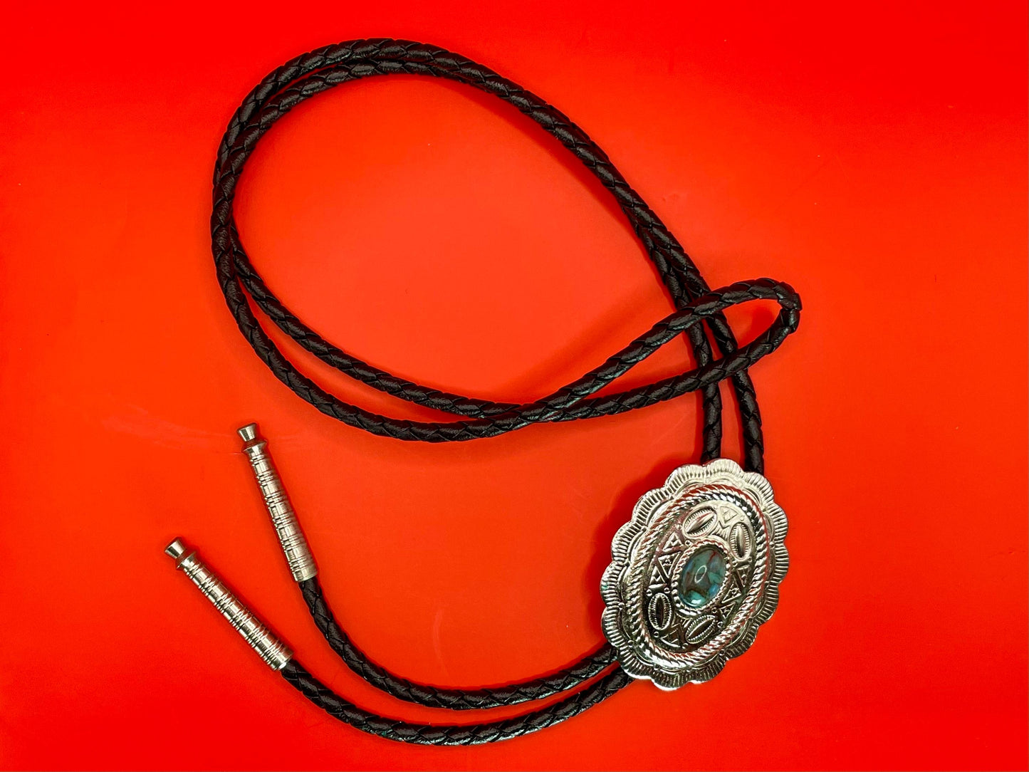 Classic Western Bolo Tie with Bead Accent