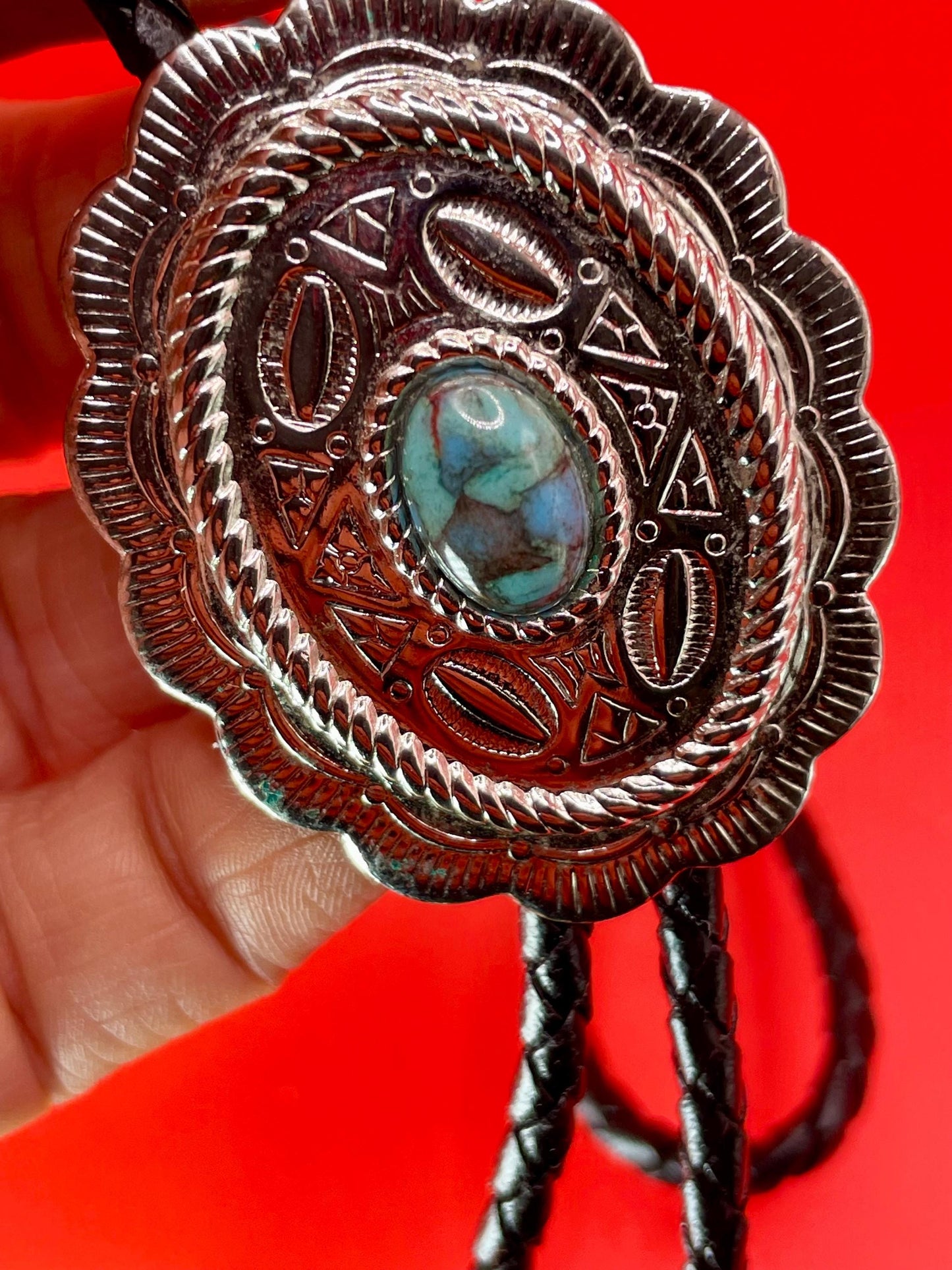 Classic Western Bolo Tie with Bead Accent
