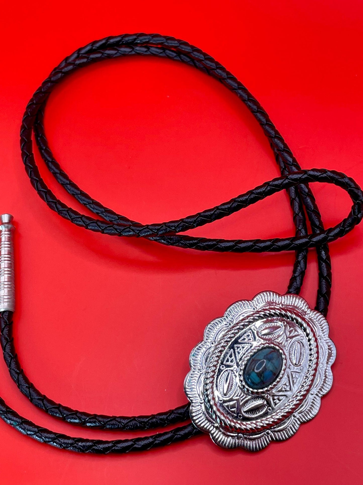 Classic Western Bolo Tie with Bead Accent