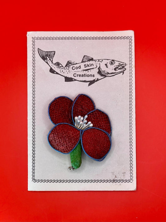 Handmade Cod Skin Flower Brooch