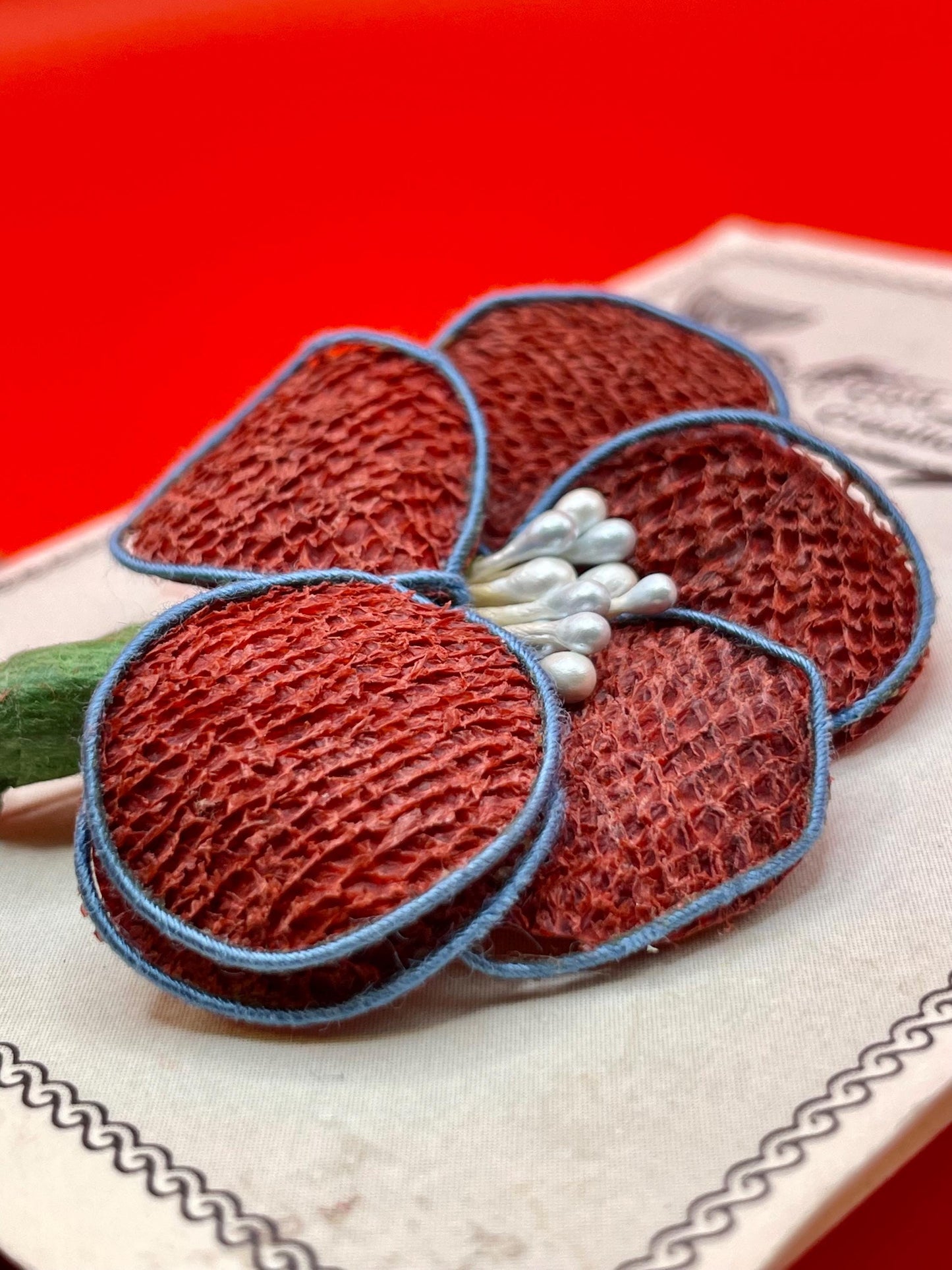 Handmade Cod Skin Flower Brooch