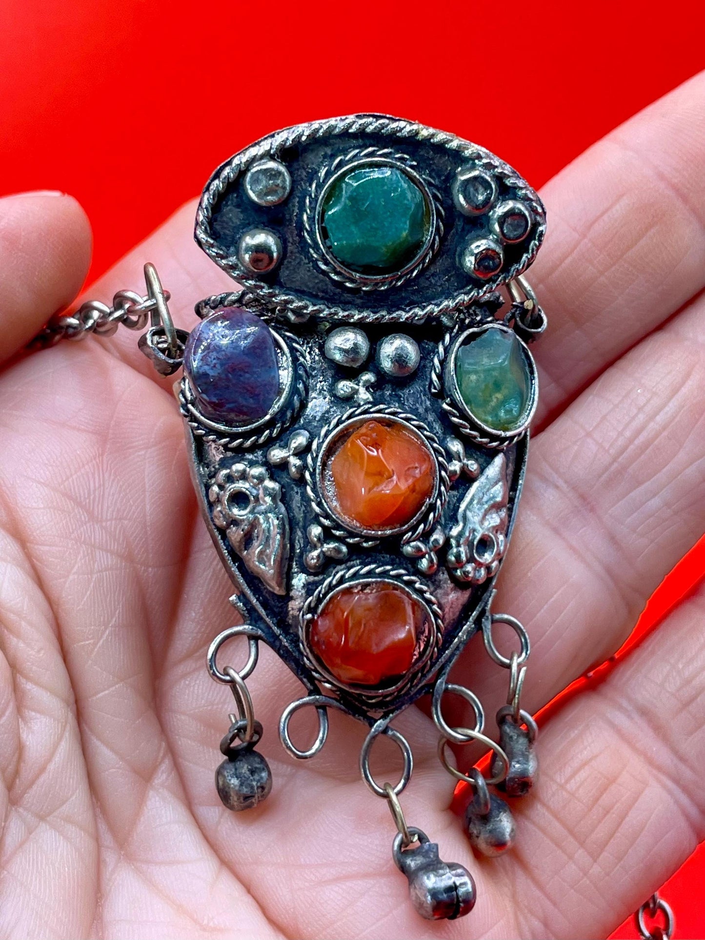 Persian Snuff Bottle Necklace with Cartouches