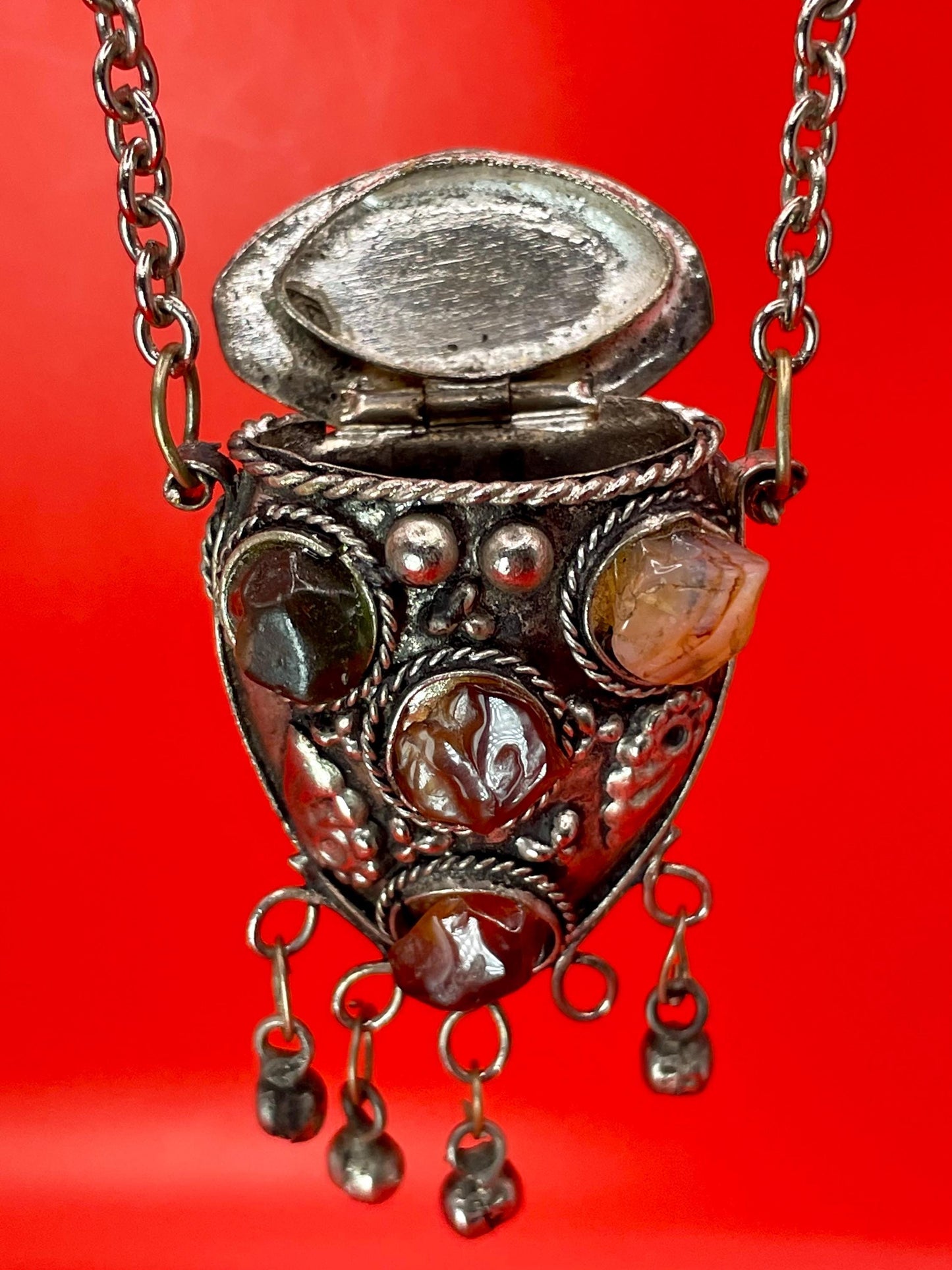 Persian Snuff Bottle Necklace with Cartouches
