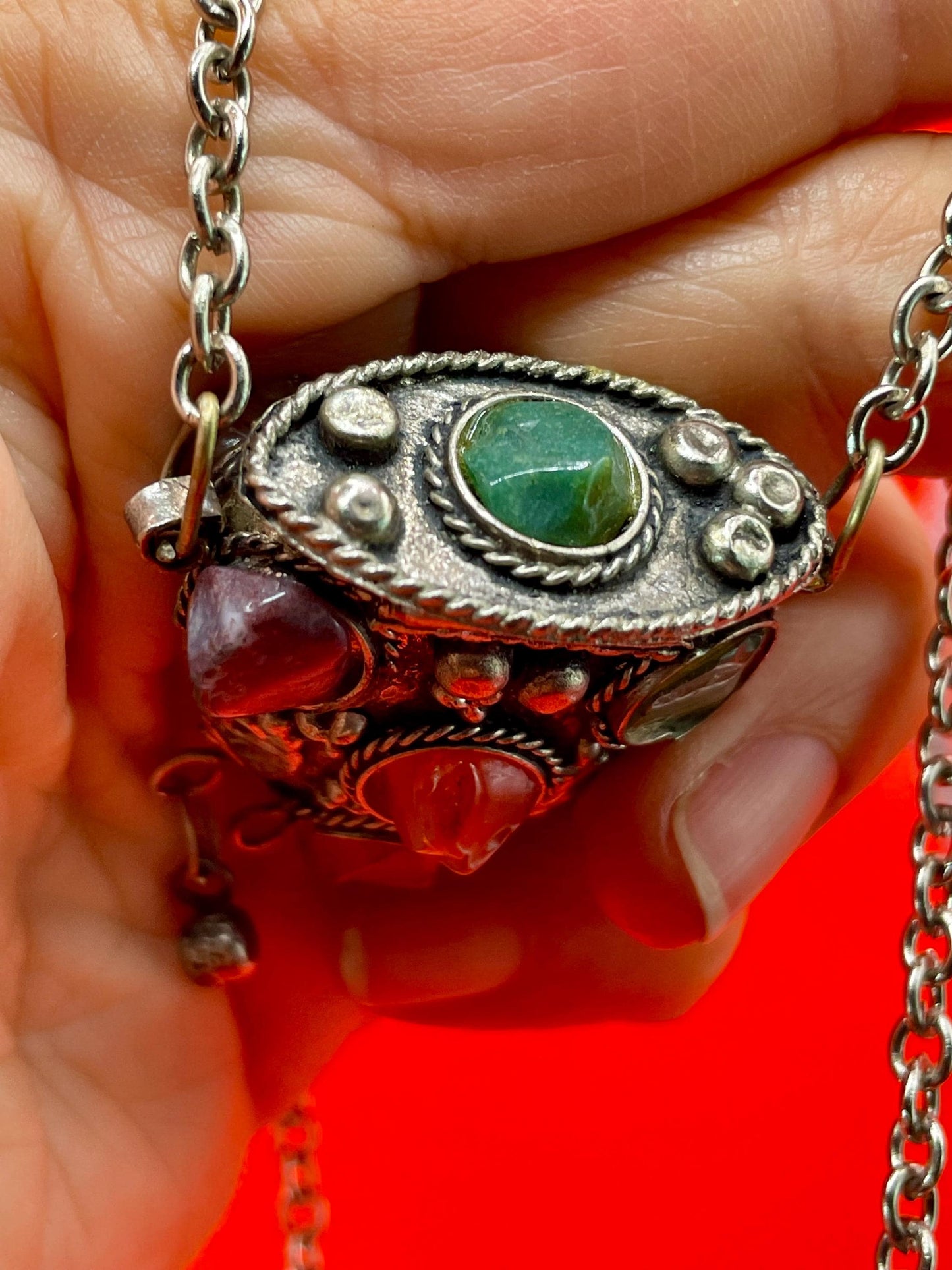 Persian Snuff Bottle Necklace with Cartouches