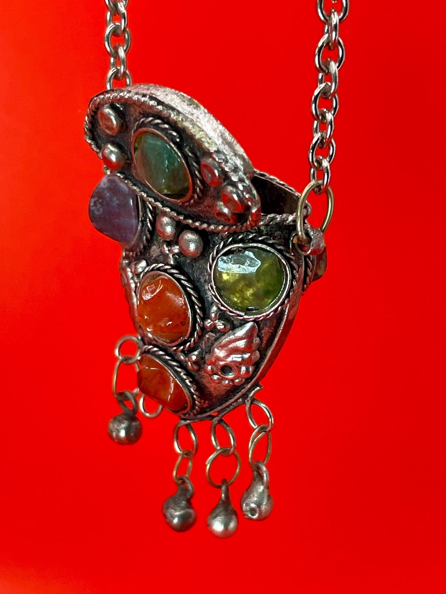 Persian Snuff Bottle Necklace with Cartouches