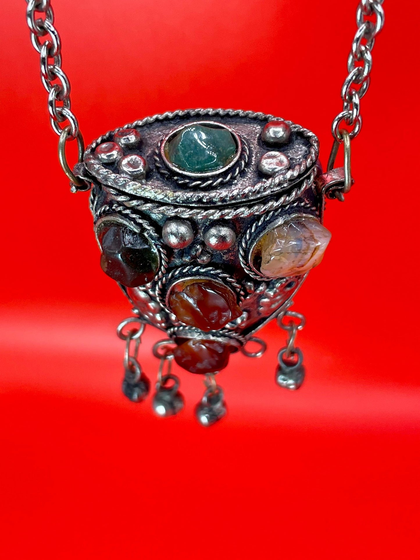 Persian Snuff Bottle Necklace with Cartouches