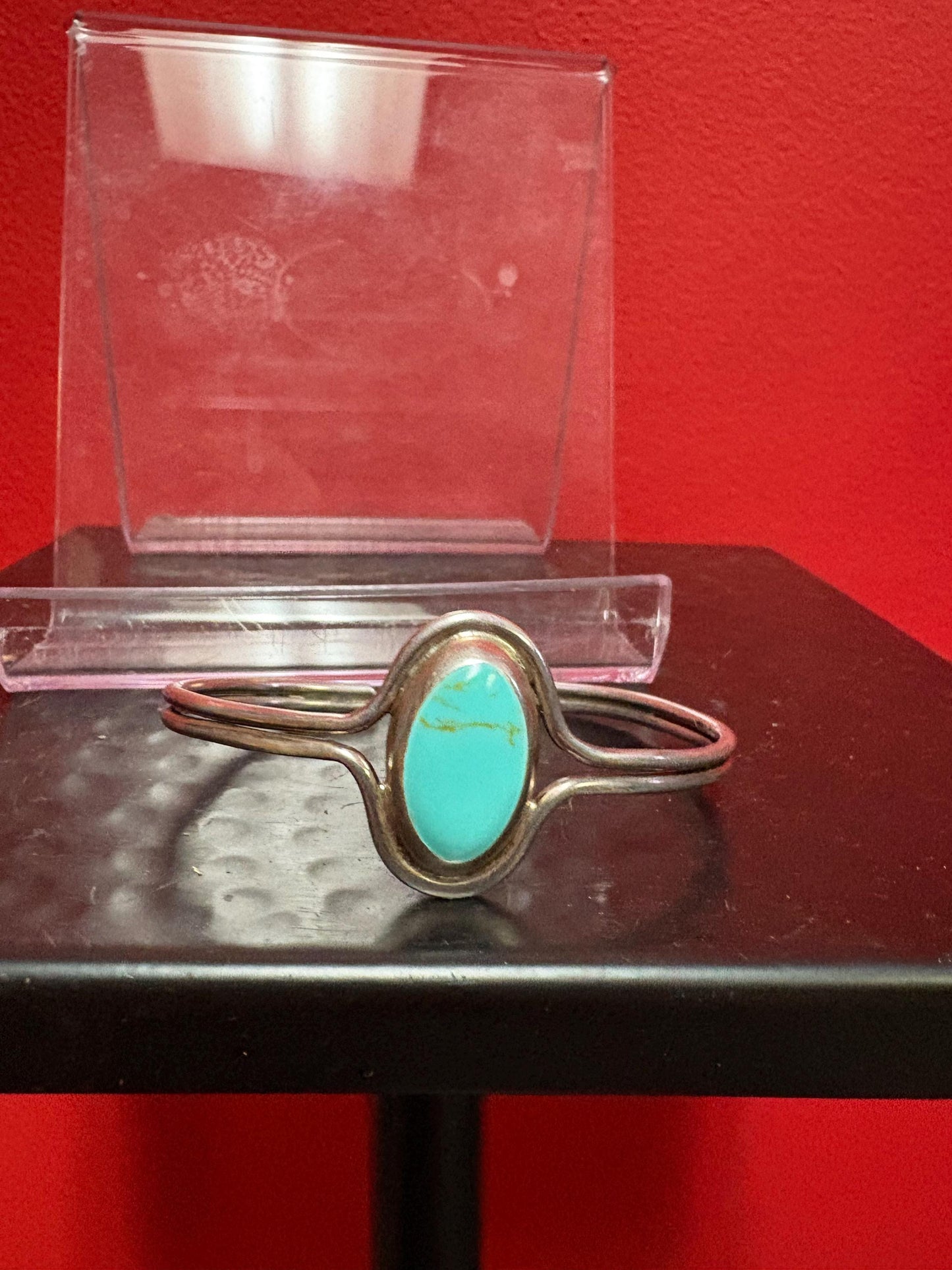 Beautiful Mexican 925 sterling and turquoise bracelet  3 inches wide