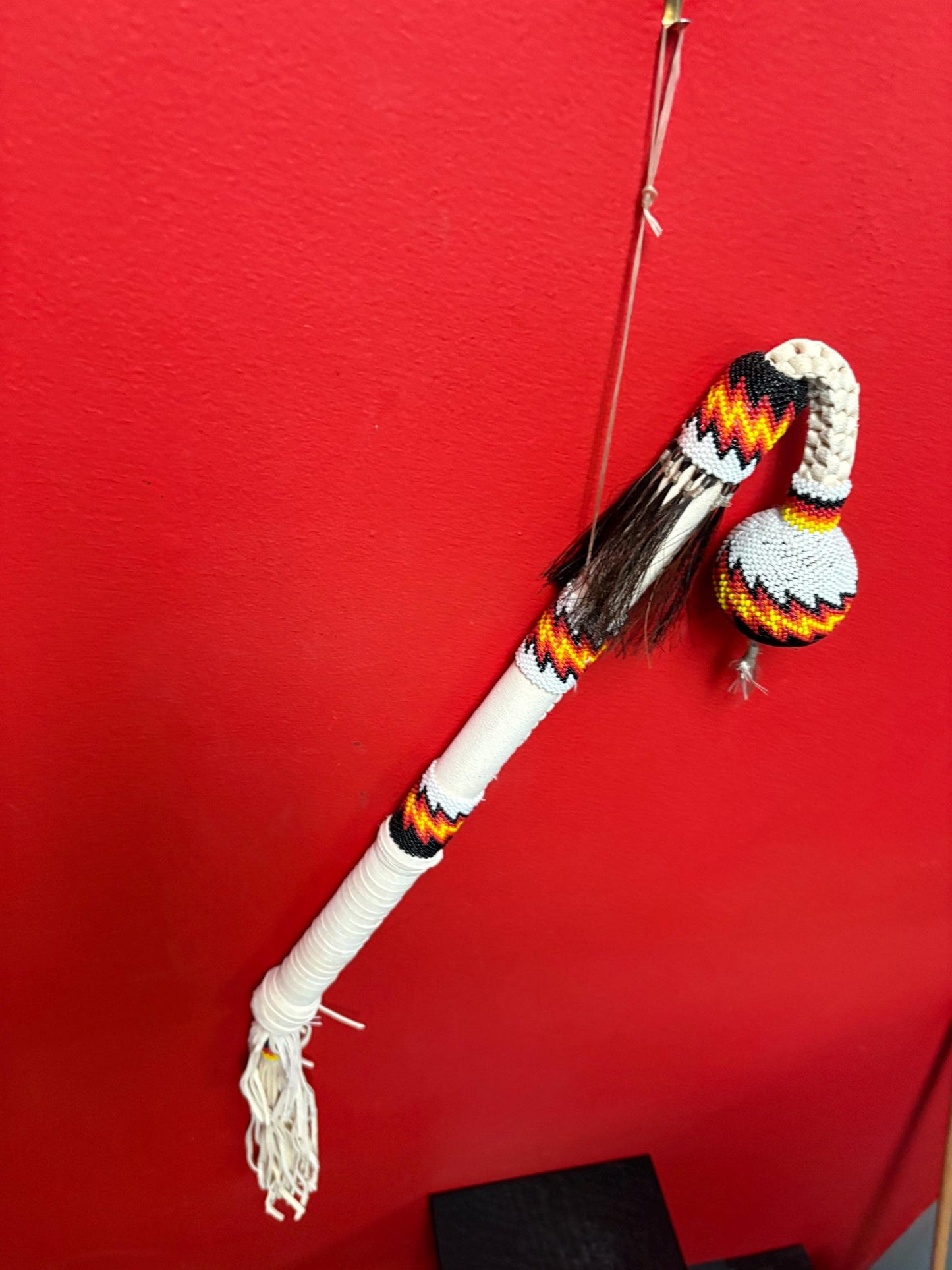 Heavily beaded Native American  whip good for decoration or use  great value - approx 30 inches long