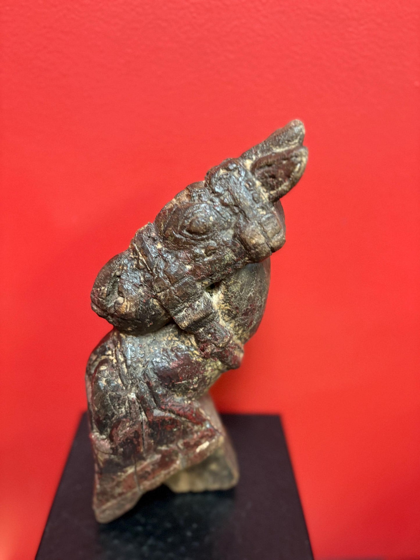 Amazing 11 inch tall pre-19 century horse head finale statue  great patina  wow