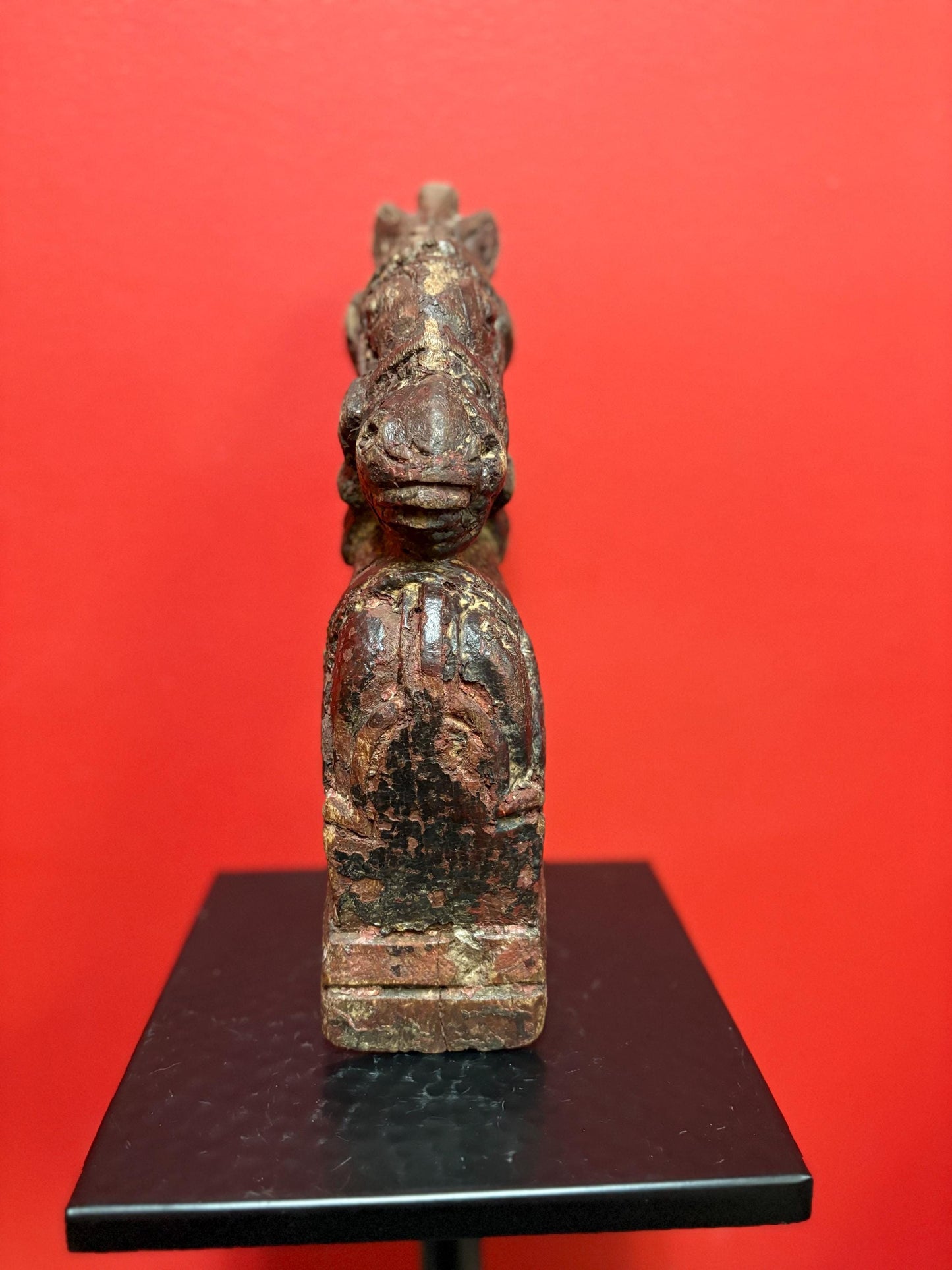 Amazing 11 inch tall pre-19 century horse head finale statue  great patina  wow