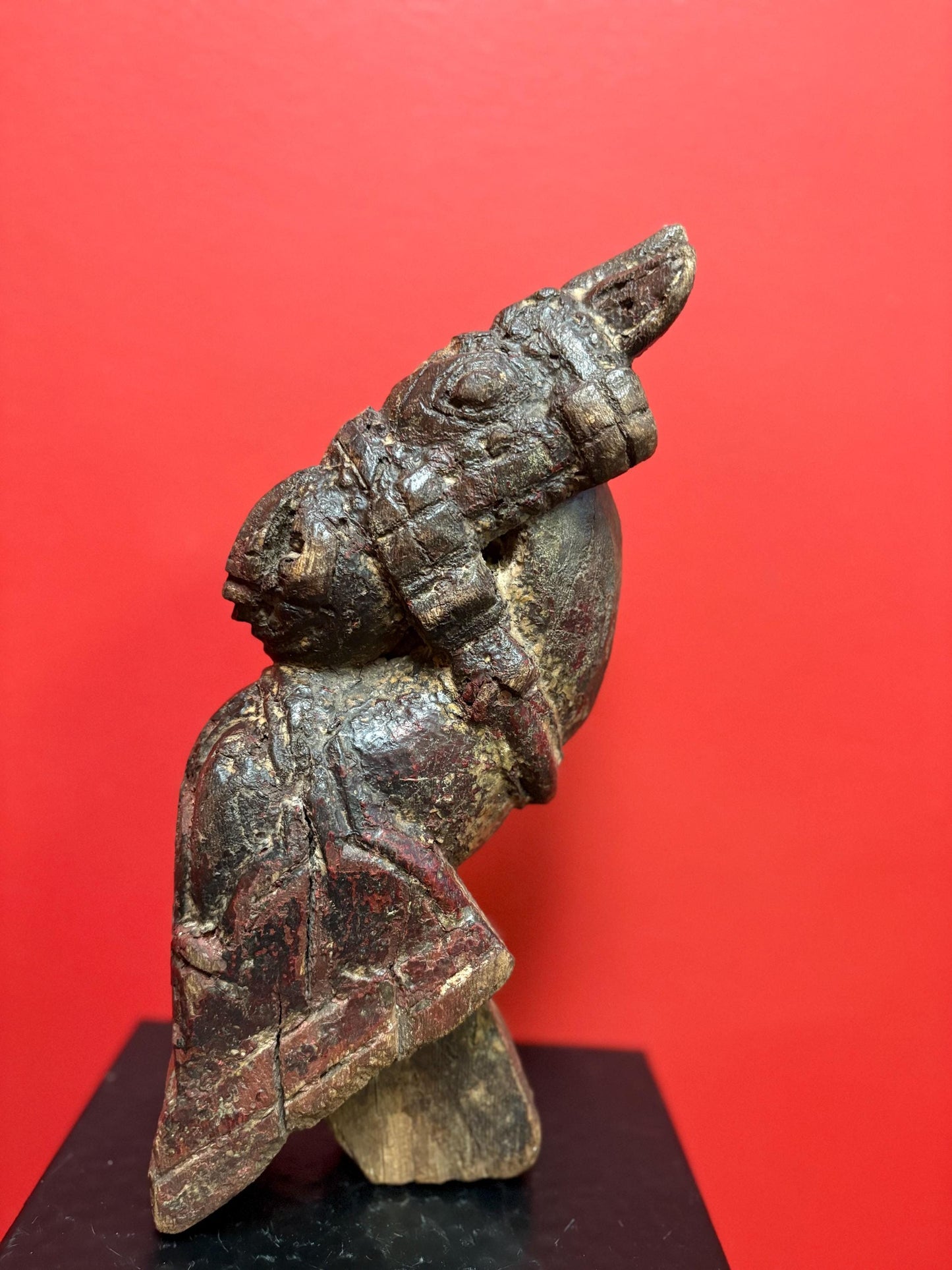 Amazing 11 inch tall pre-19 century horse head finale statue  great patina  wow