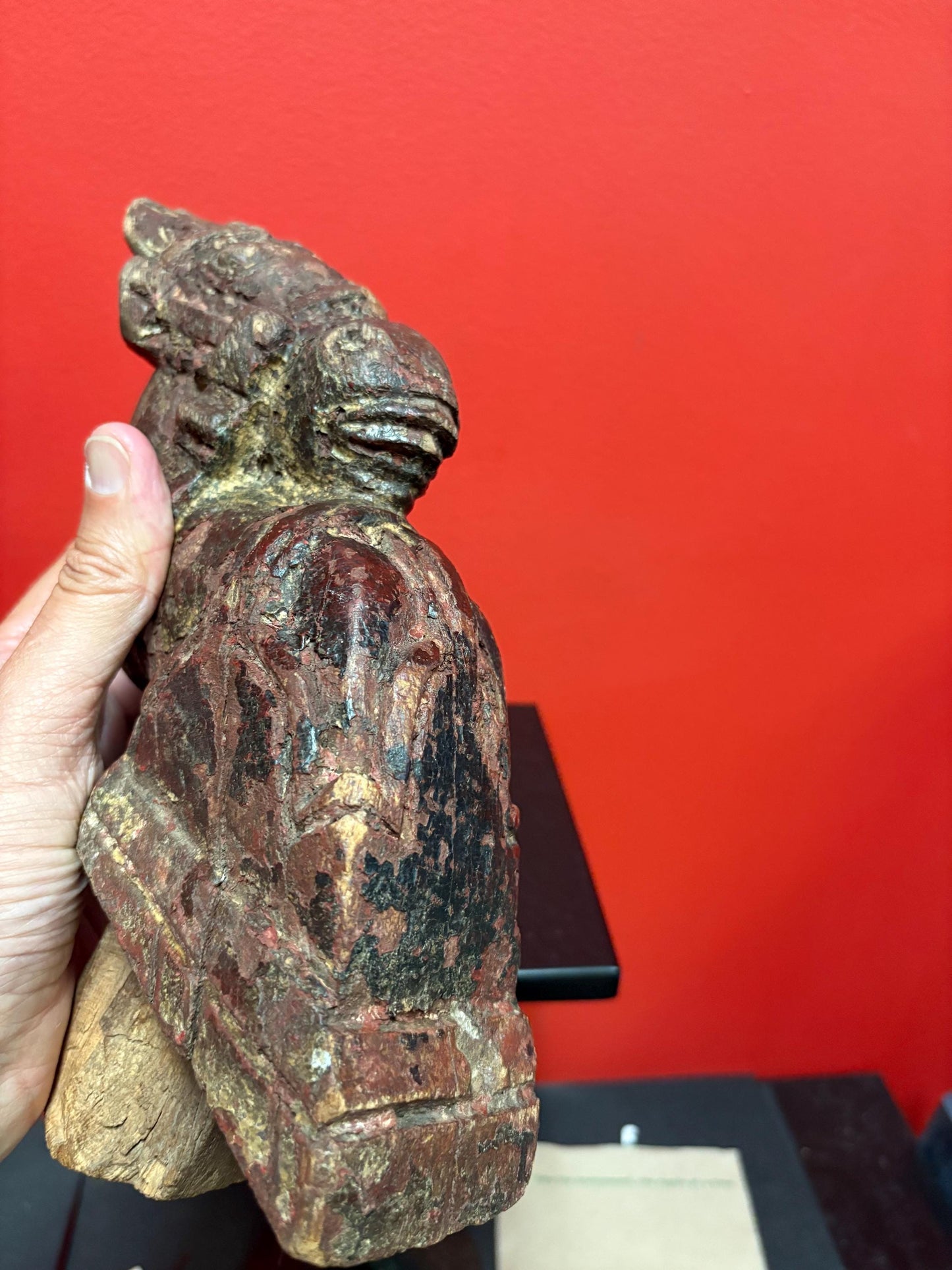 Amazing 11 inch tall pre-19 century horse head finale statue  great patina  wow