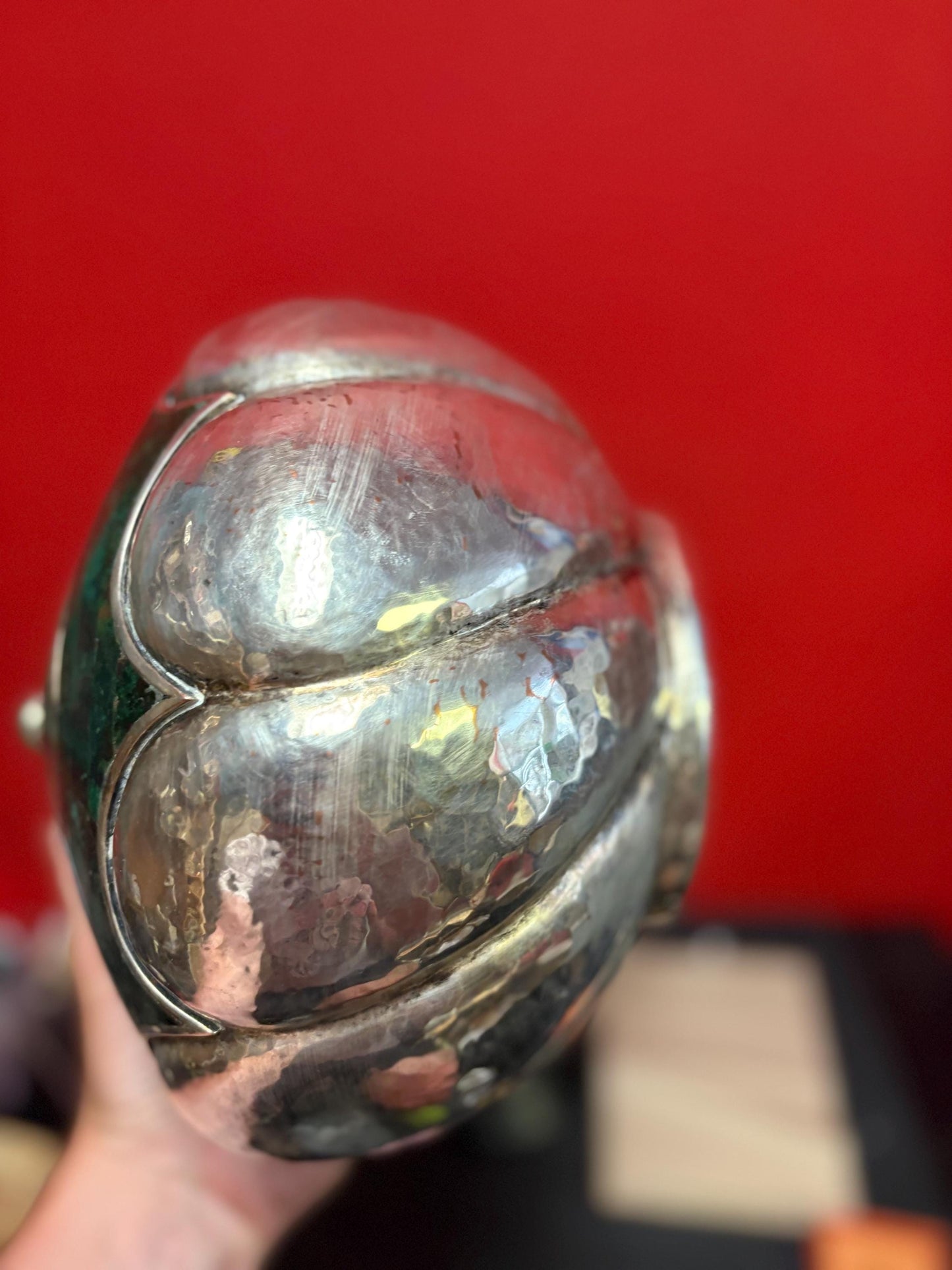 Museum quality los Costillo taxaco Mexico silver and malachite style finish  approx 7 inches tall  wow  1.2 KG