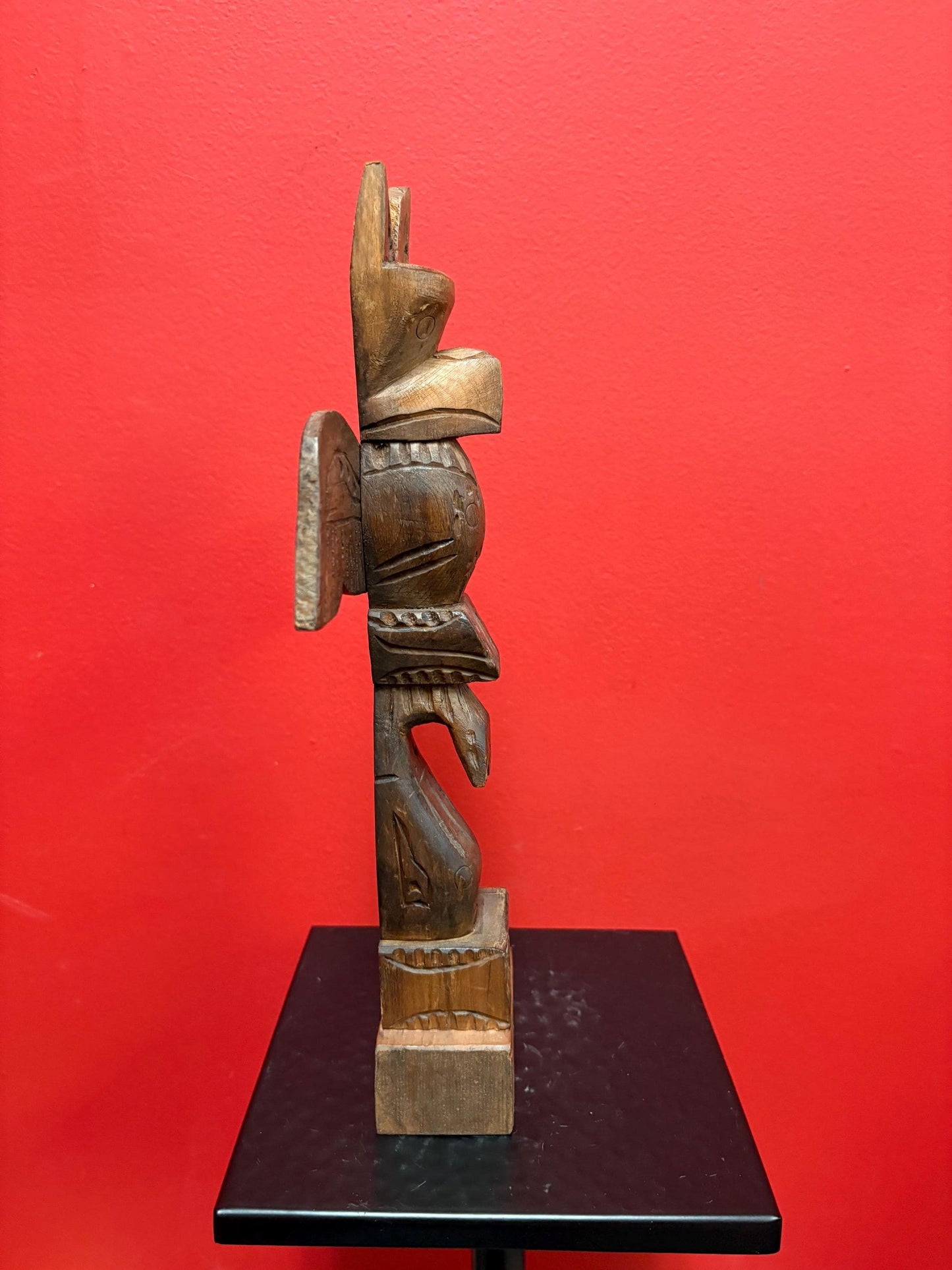 Beautiful indigenous first nation Pacific Northwest Coast signed totem with wings  13 x 7 wide nice  detail and great detail