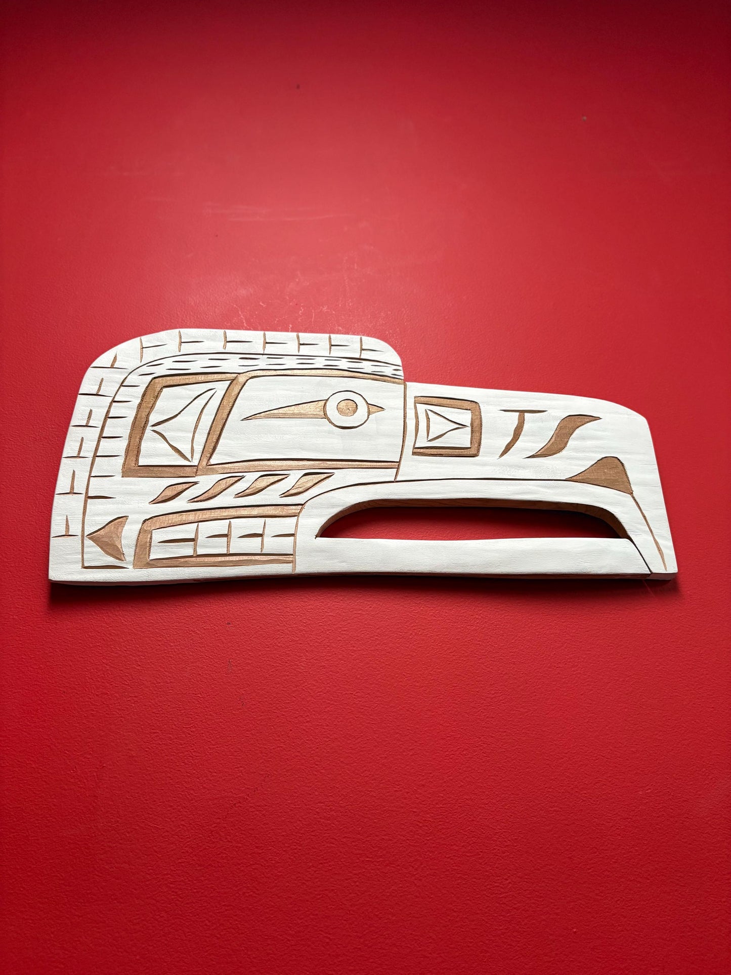 Fabulous unique indigenous first Nations Pacific Northwest Coast Salish Eagle plaque by Bradley Joseph Junior  23 inches - great colour