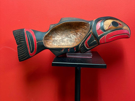 Amazing indigenous First Nations Pacific Northwest Coast Sarah Robertson salmon feast bowl - high-quality - 19 x 7 x 2“ thick  great detail