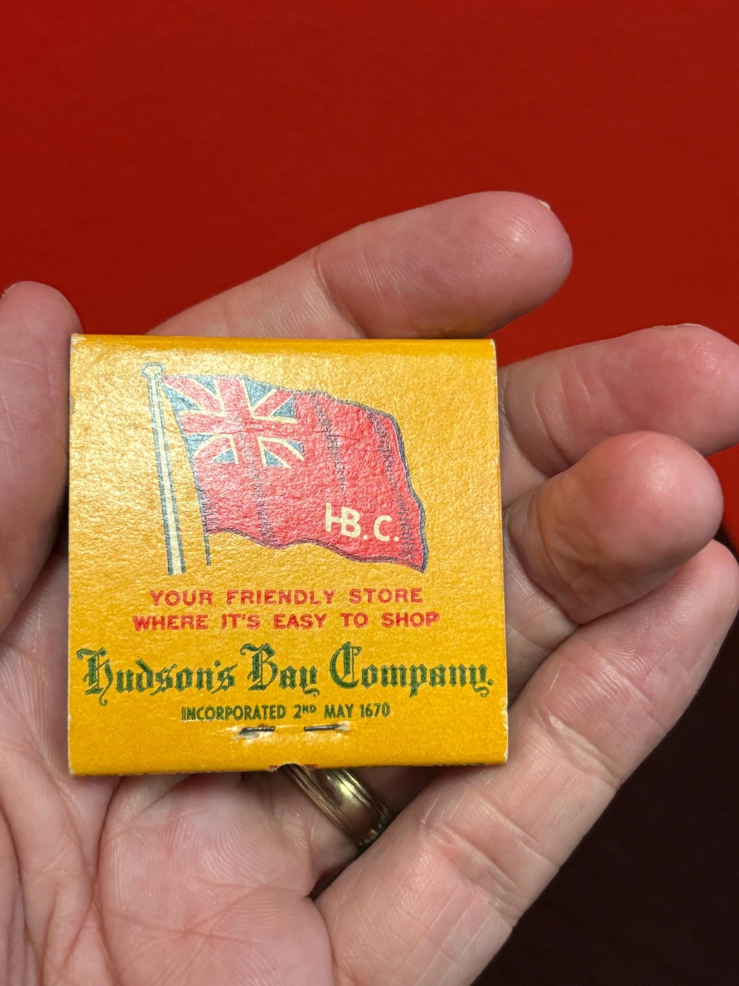 Rare HBC Hudson Bay Company 2 inch matches in original packet - unused - advertising  wow  HBC advertising