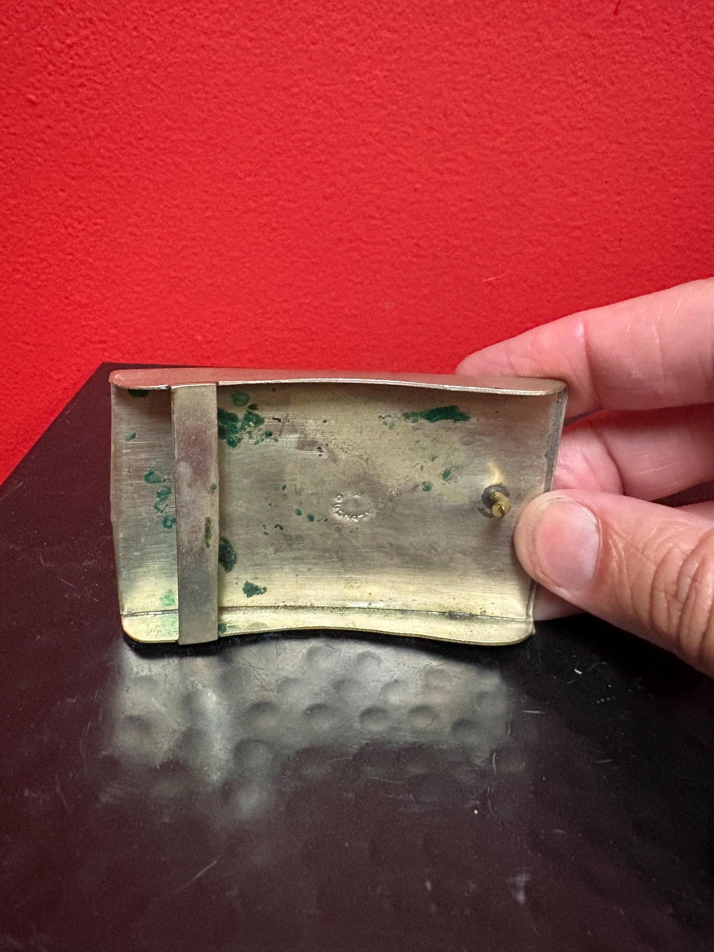 Beautiful Mexican silver plate and Abalone  bull belt buckle   unique  great gift