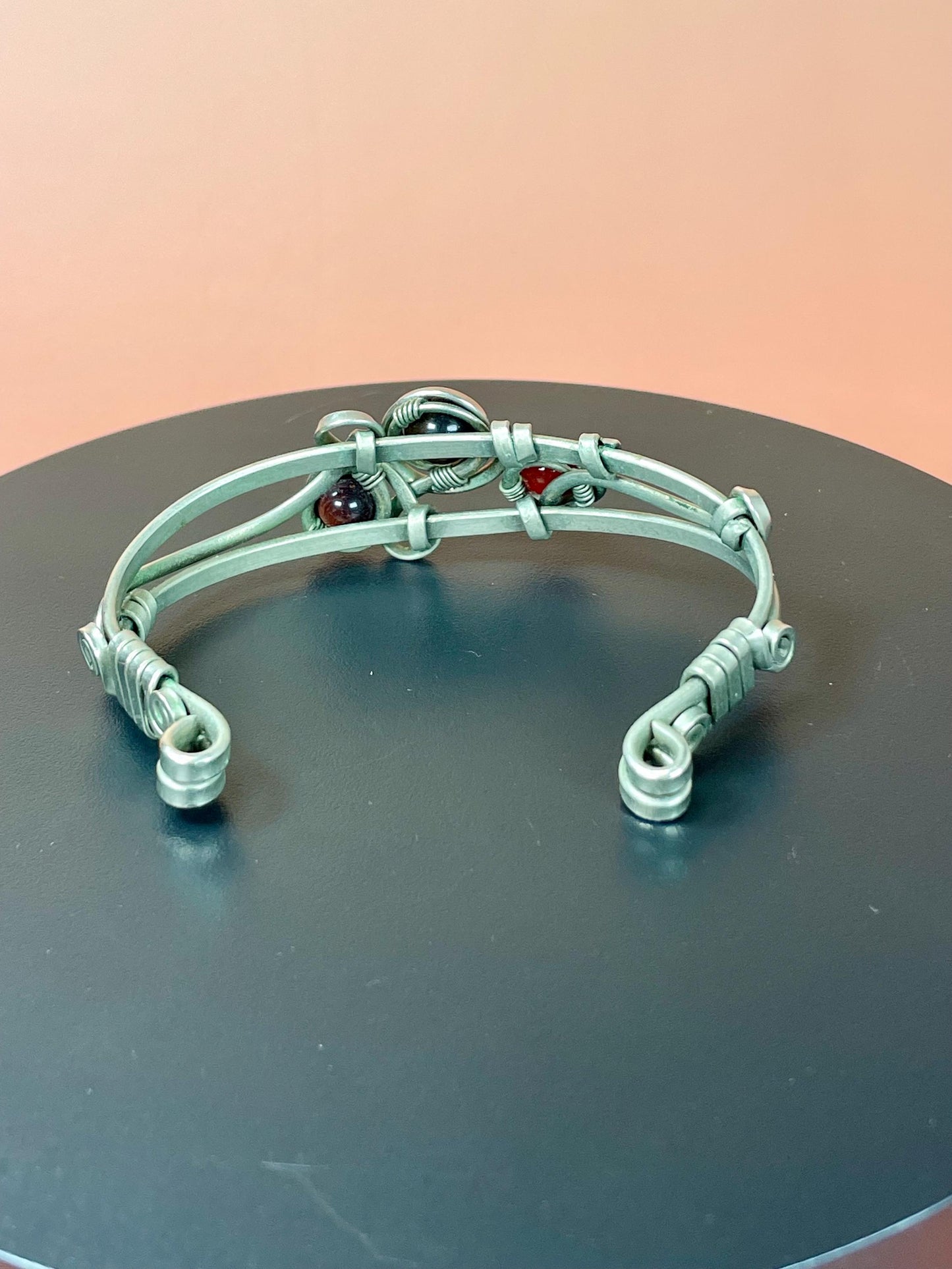 Very cool Wire Wrapped 2.5 inch bangle bracelet with Stones statement piece  perfect gift