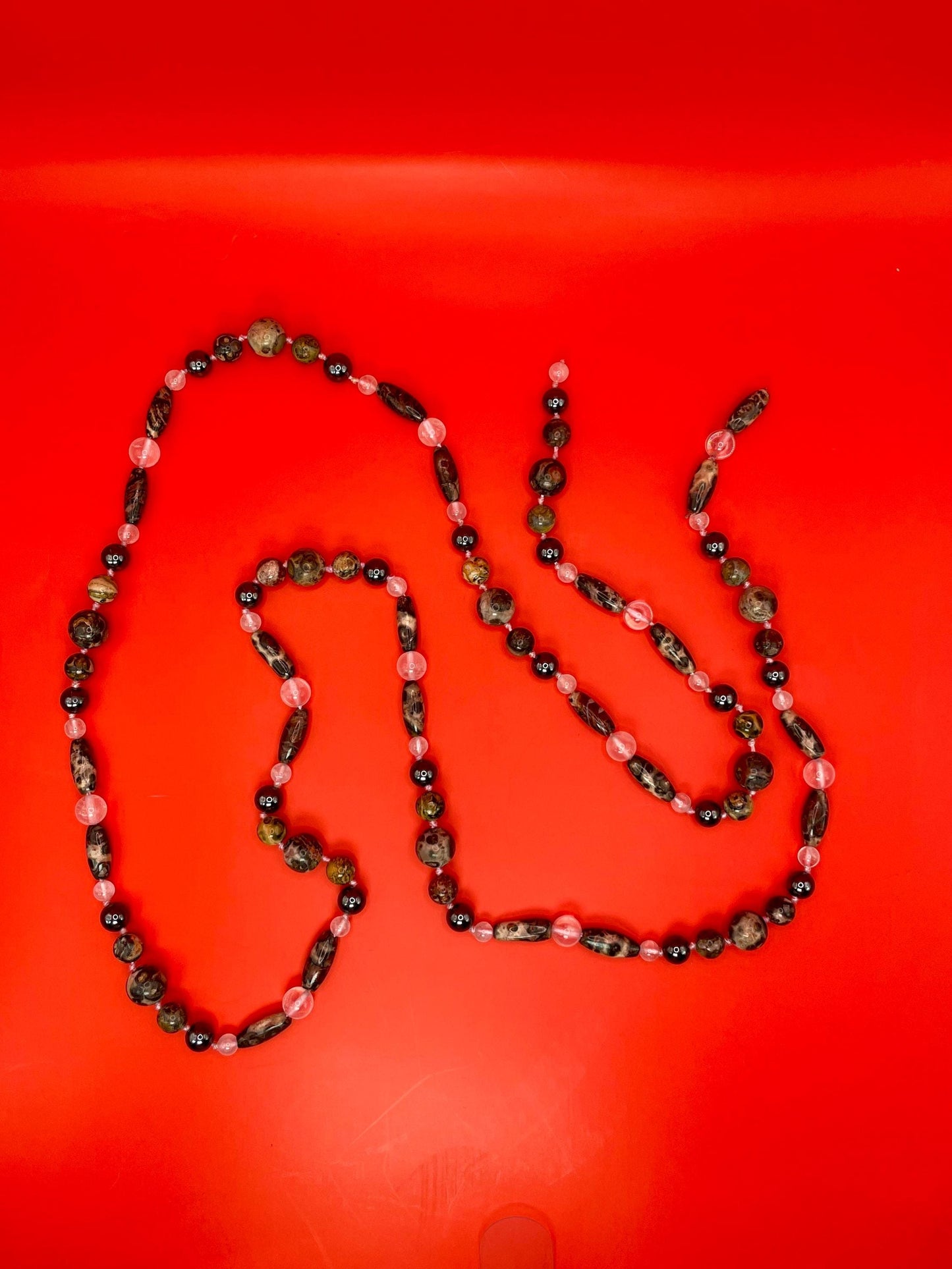 String of Glass and Stone beads  approx 34.5 inches  very pretty