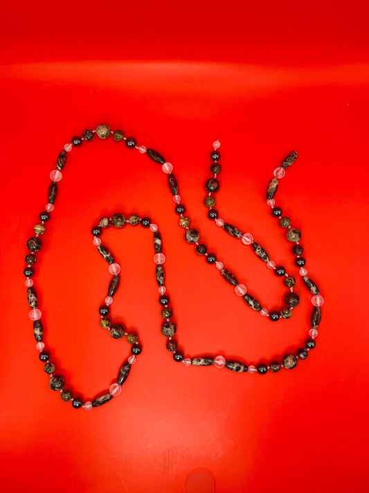 String of Glass and Stone beads  approx 34.5 inches  very pretty