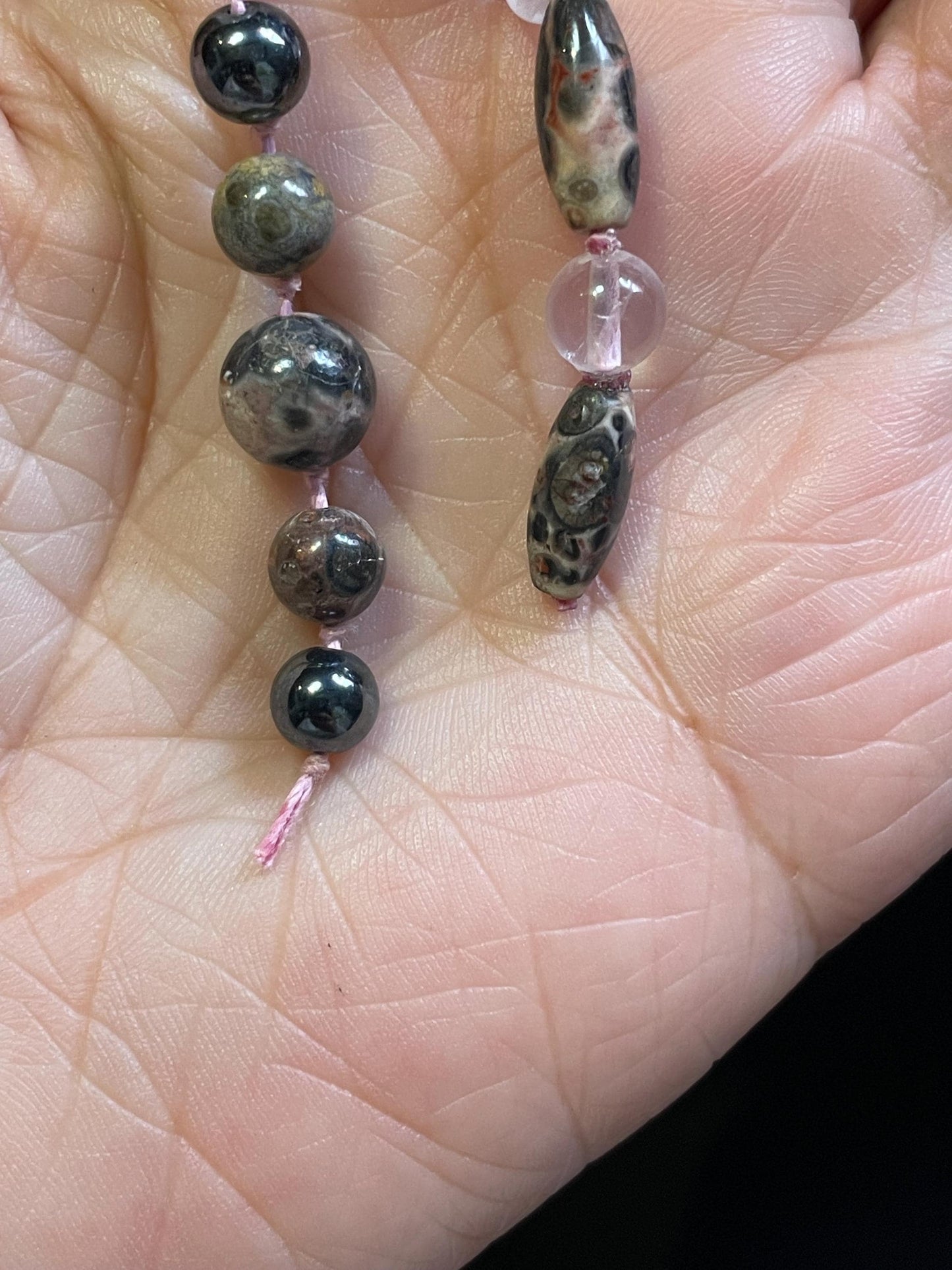 String of Glass and Stone beads  approx 34.5 inches  very pretty