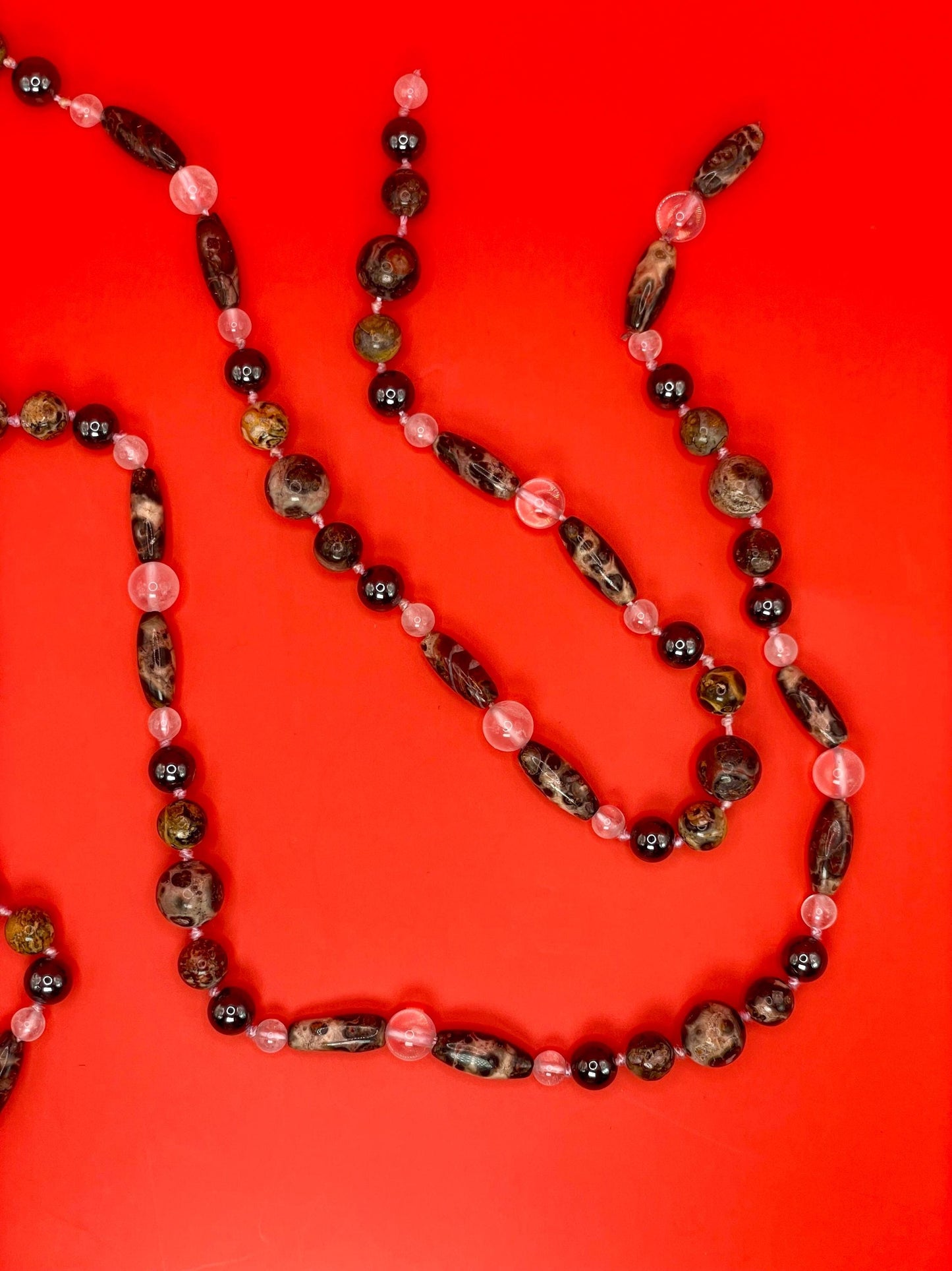 String of Glass and Stone beads  approx 34.5 inches  very pretty