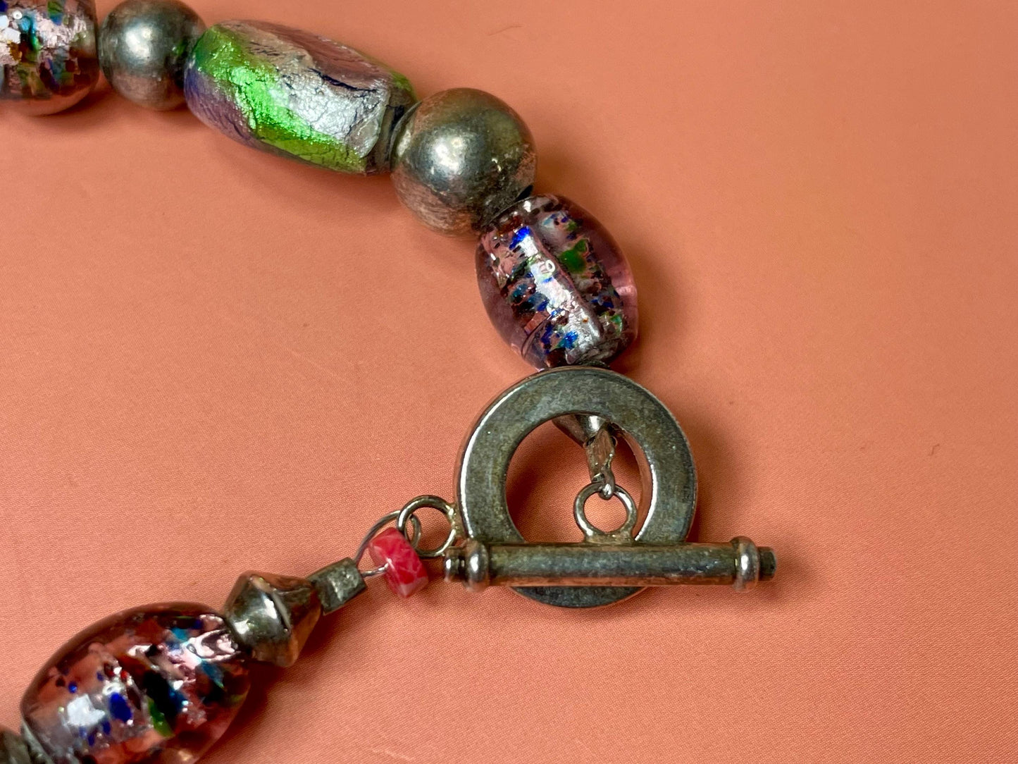 Lot of 2 Glass Bracelets  Cuff and Beaded designs