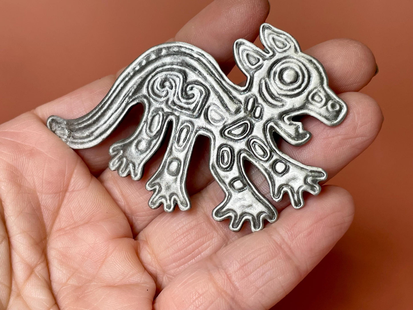 3 inch Wide Cool Animal Brooch  Stamped by artist