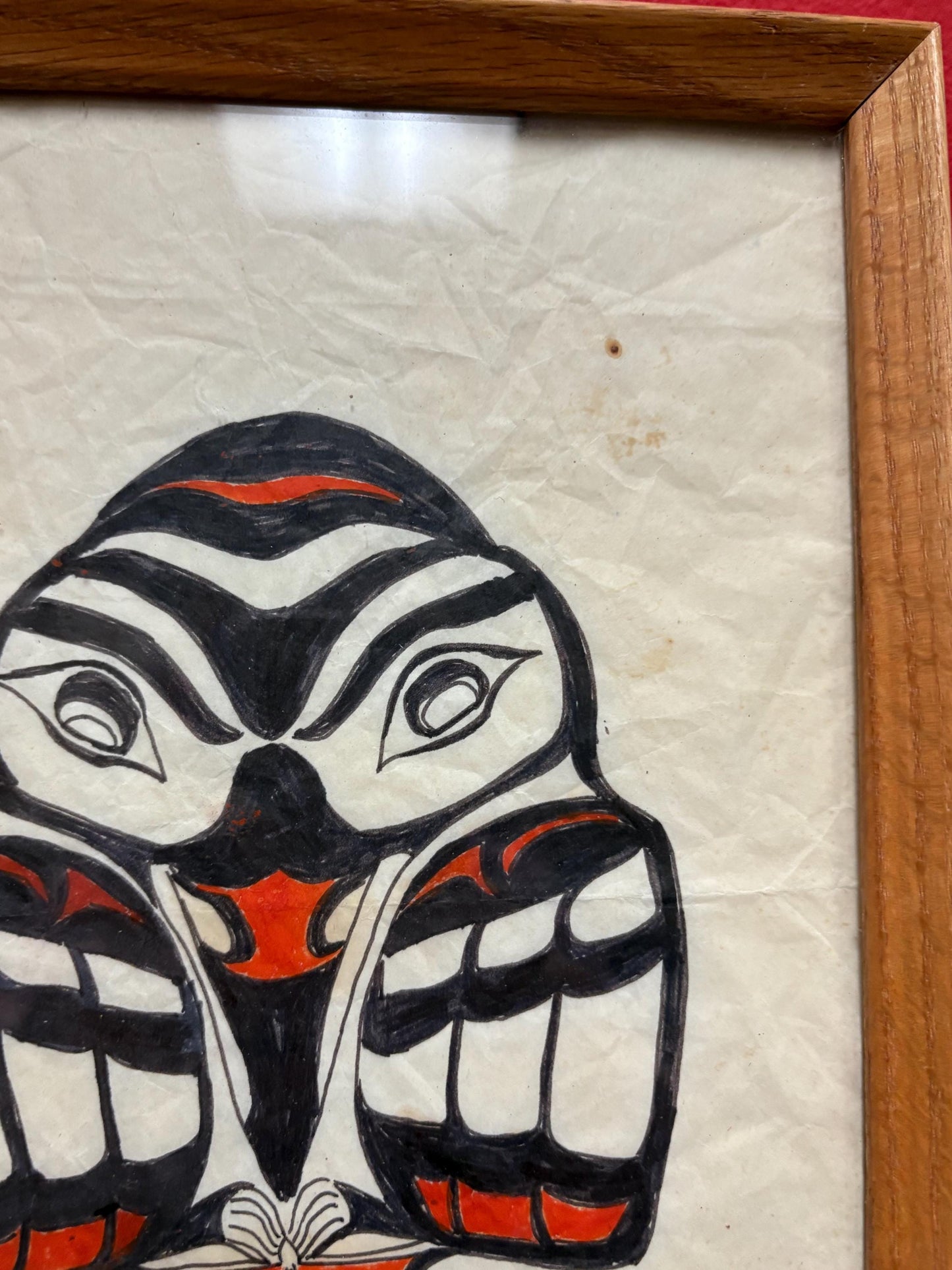 Beautiful indigenous first nations Pacific Northwest Coast original painting on paper of a raven  - 11 x 9  needs hanger