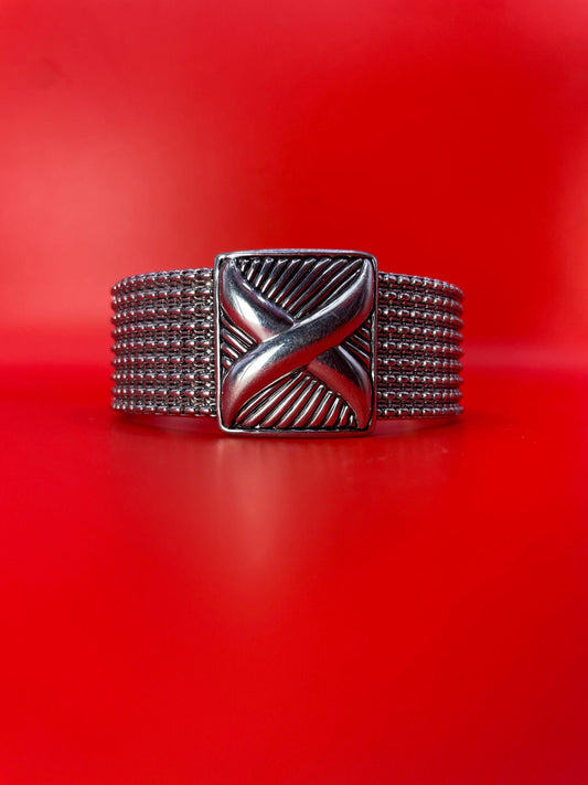 Metal Cuff Bracelet with spring hinge opening