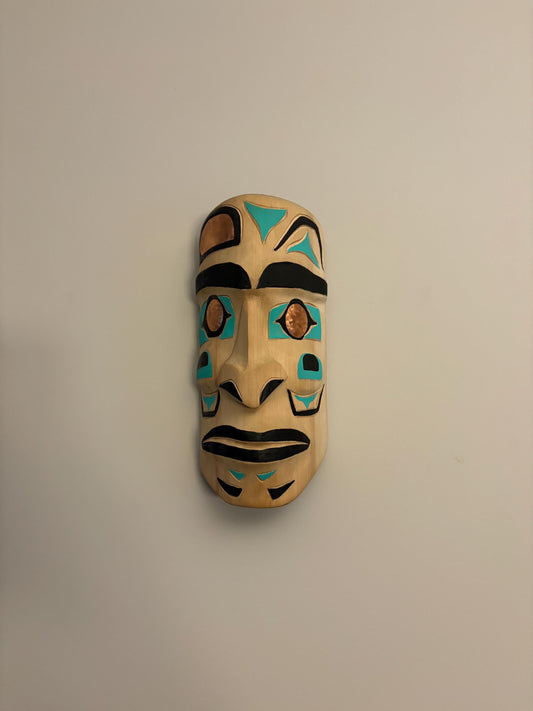 Stunning 12 inch Brad Joseph Junior indigenous native pacific north Northwest Coast mask  Great detail  fabulous colours  wild man - RS