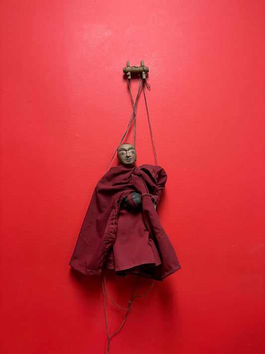 Beautiful antique wooden and cloth Asian puppet  approximately 21 inches long - good condition and super fun