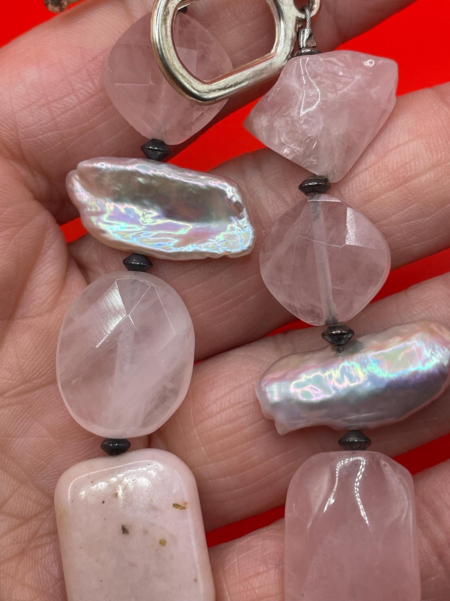 Rose Quartz and Shell Beaded Bracelet