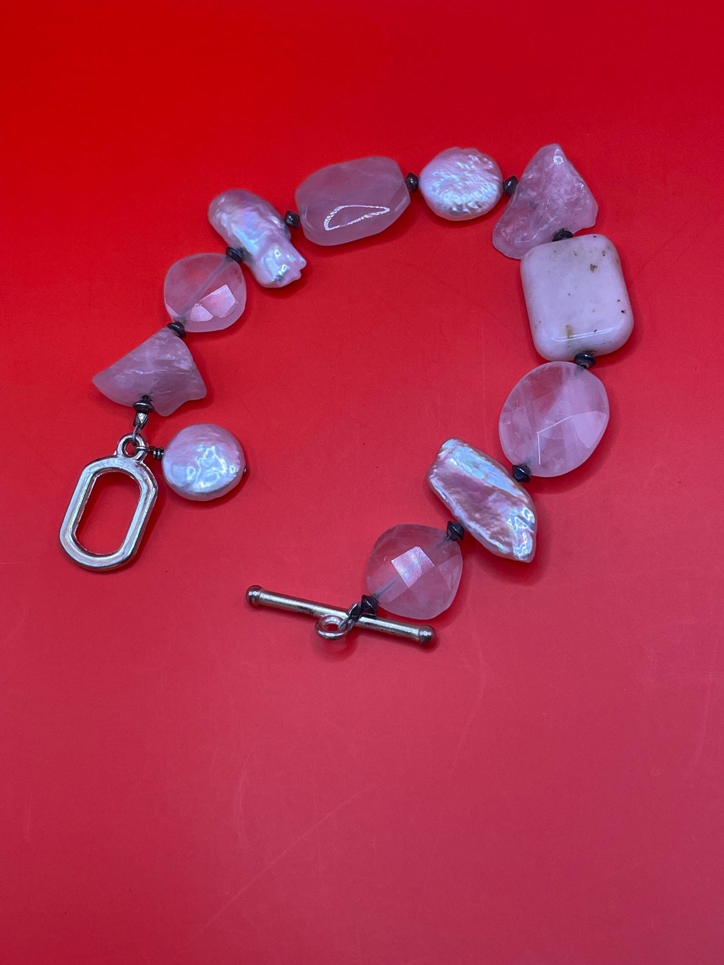 Rose Quartz and Shell Beaded Bracelet