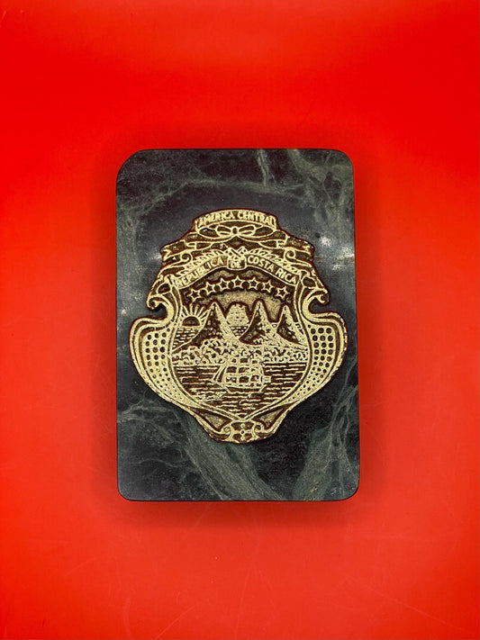 Costa Rica Coat of Arms on Stone Base