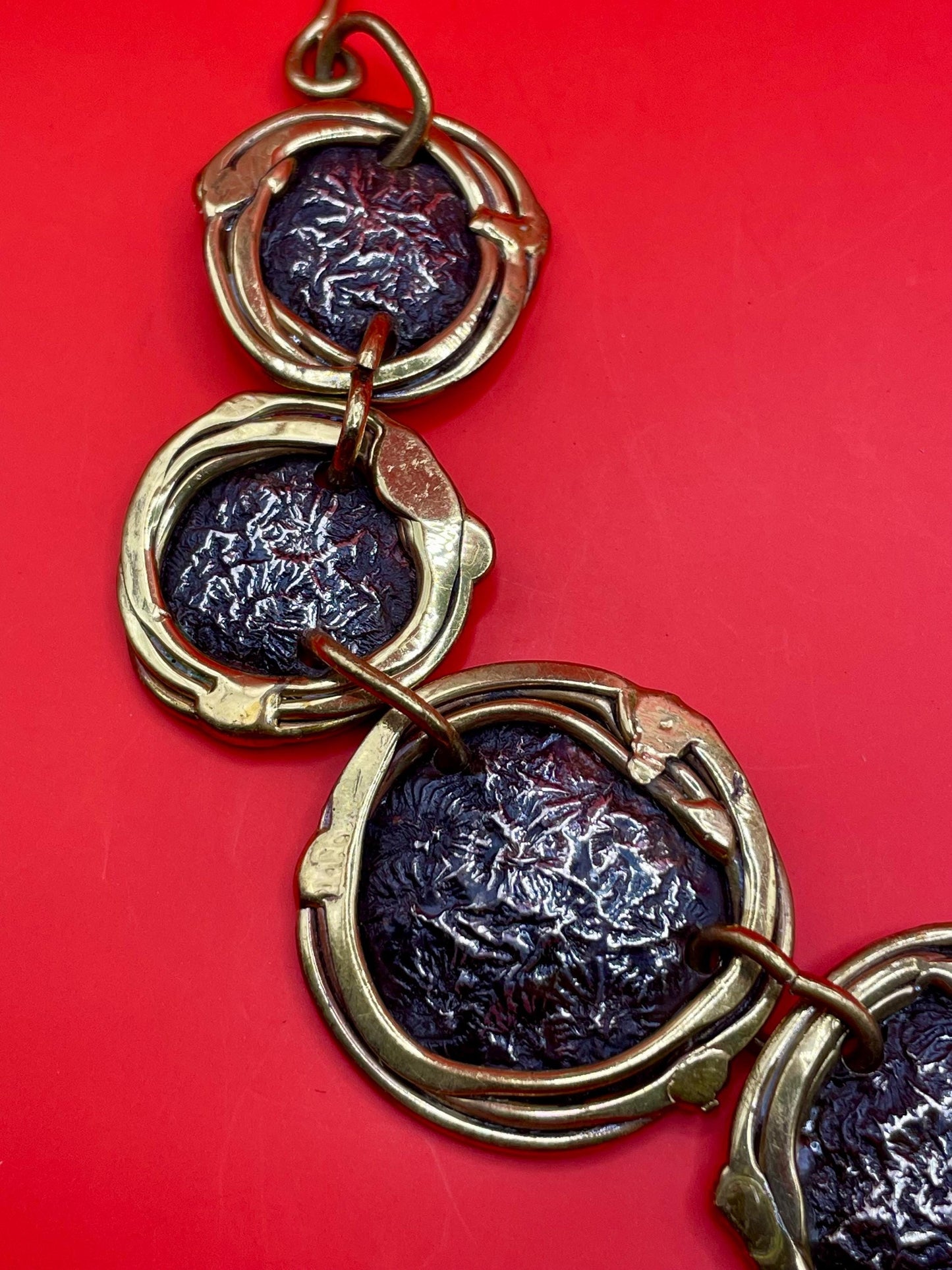 Vintage Mixed Metal Circle Collar Necklace - choker style  wow