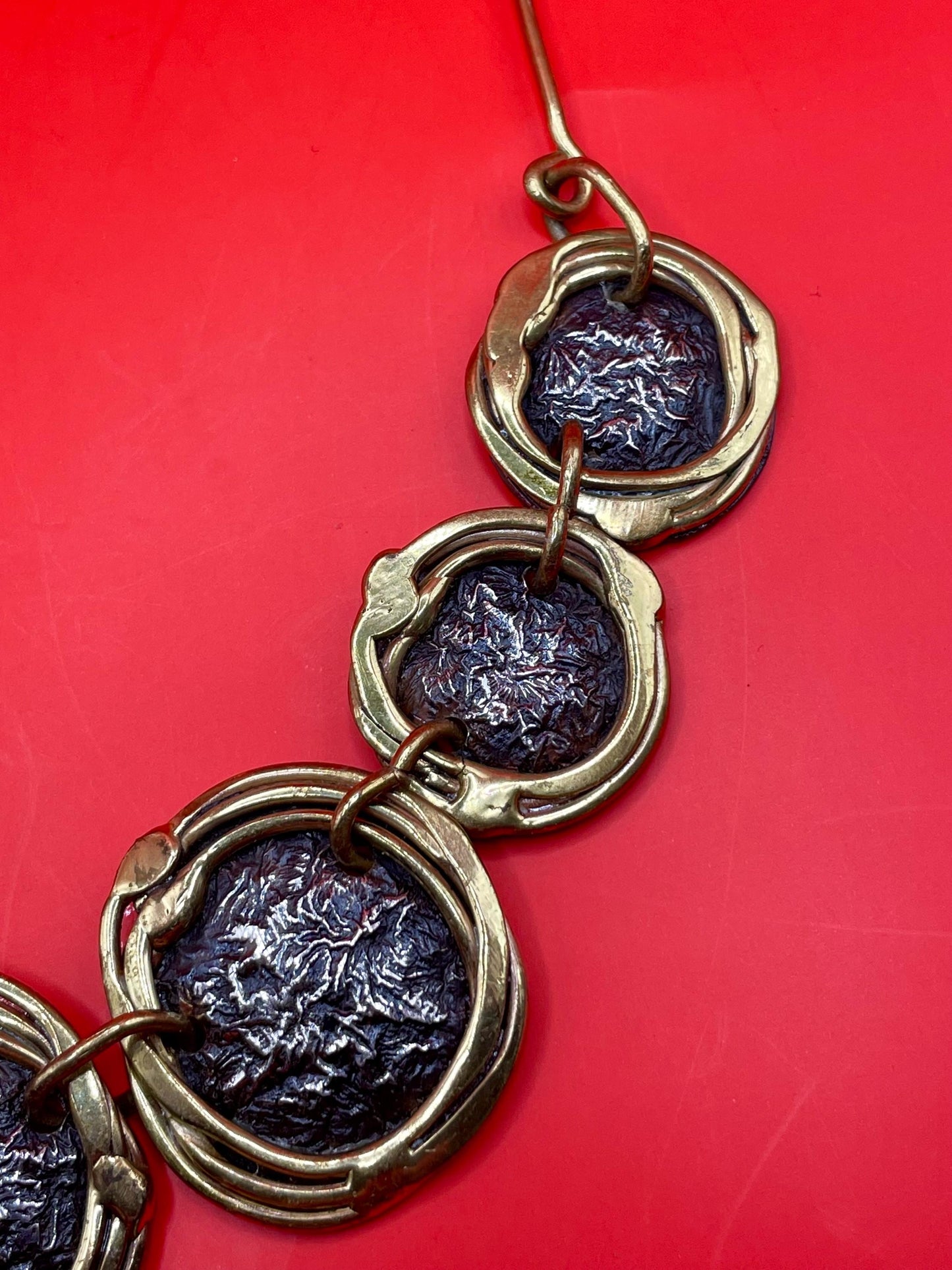 Vintage Mixed Metal Circle Collar Necklace - choker style  wow